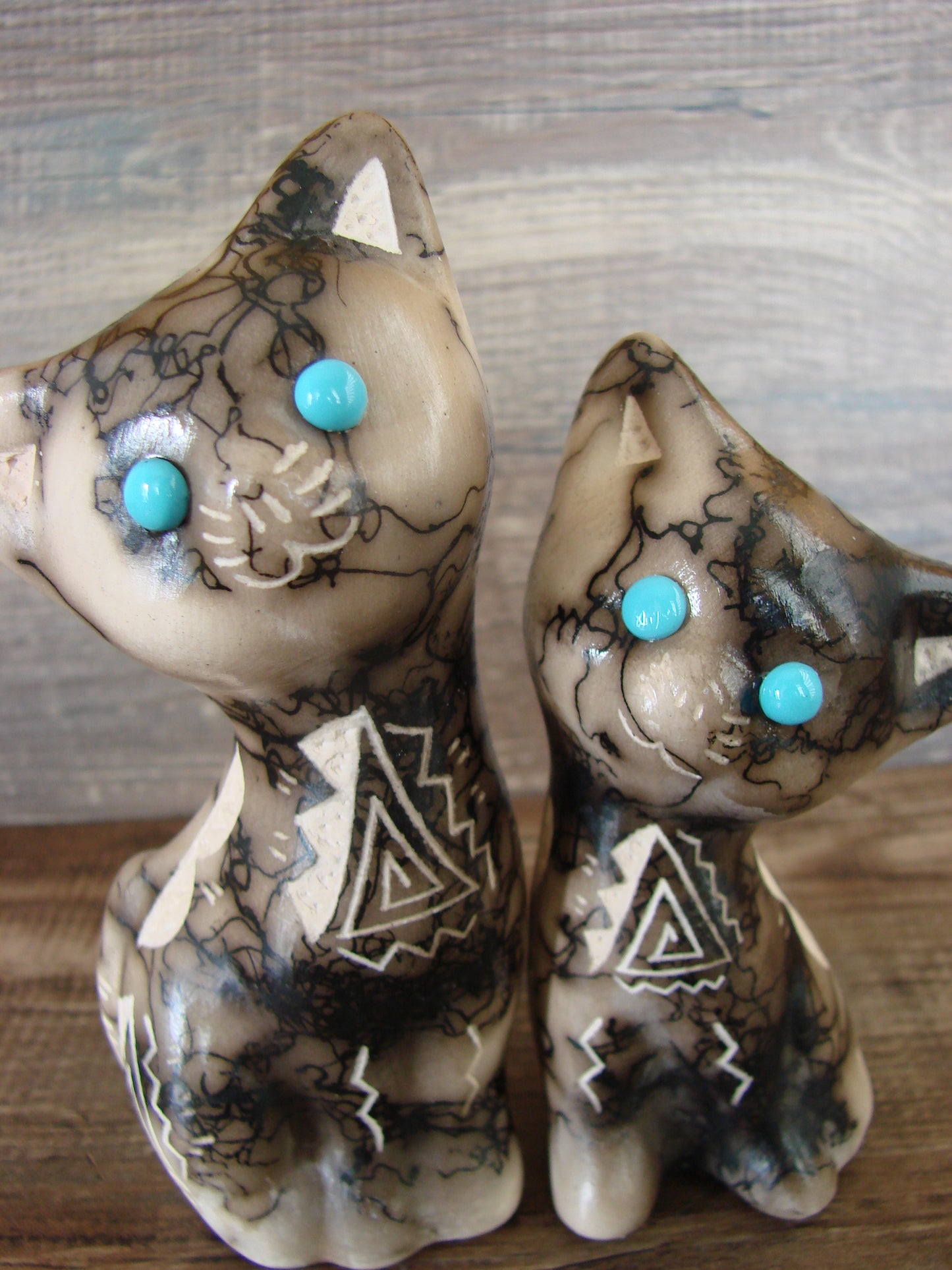 Native American Horse Hair Cat Pottery Set by Vail