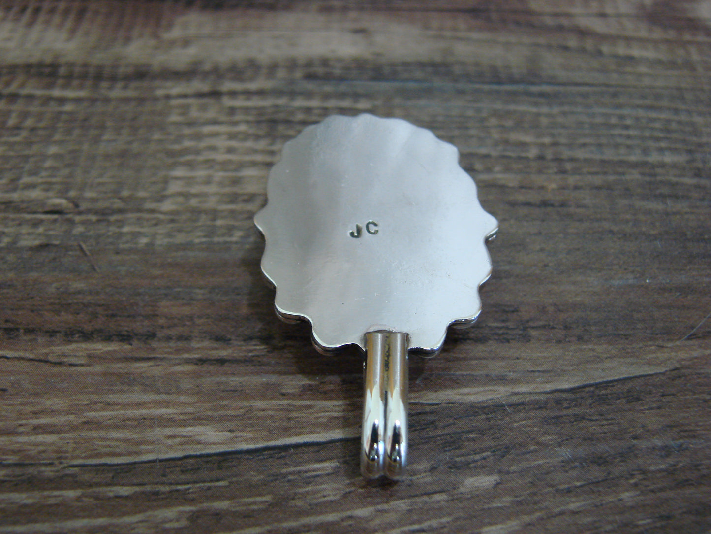 Native American Nickel Silver & Spiny Oyster Pendant - Cleveland