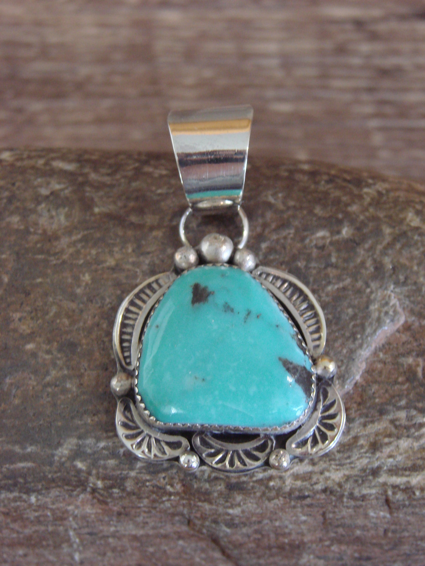 Native American Sterling Silver & Turquoise Pendant - Cleveland