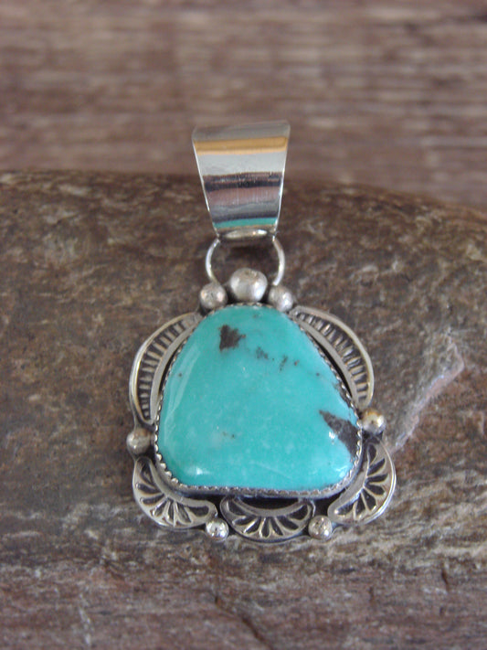 Native American Sterling Silver & Turquoise Pendant - Cleveland