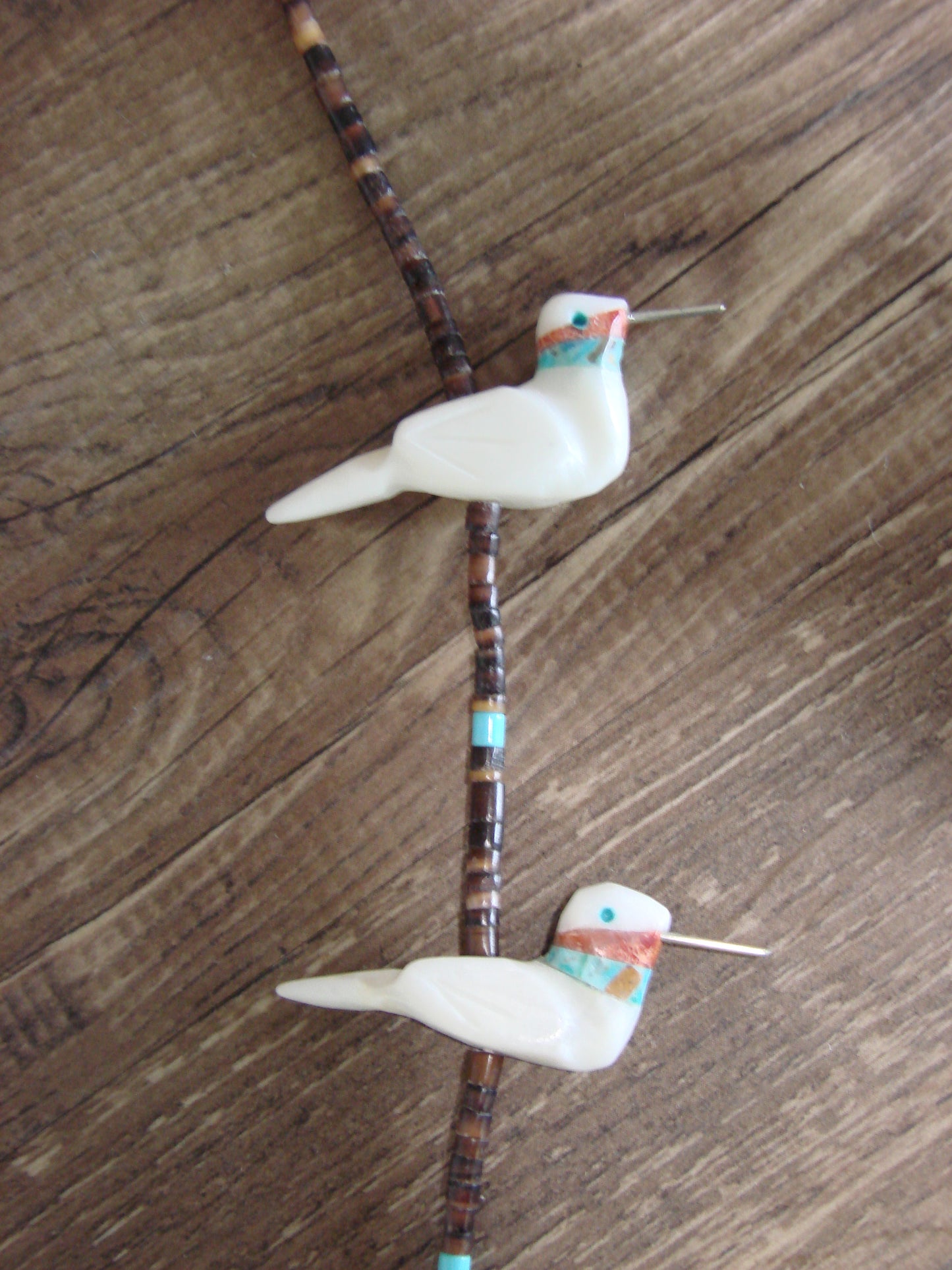 Hand Carved White Marble Hummingbird Fetish Necklace Matt Mitchell