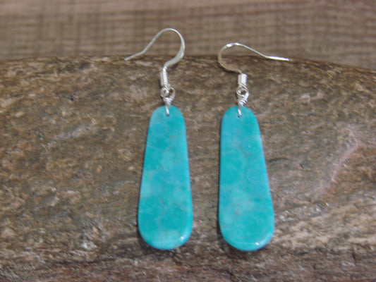 Native American Sterling Silver & Turquoise Slab Earrings - Garcia