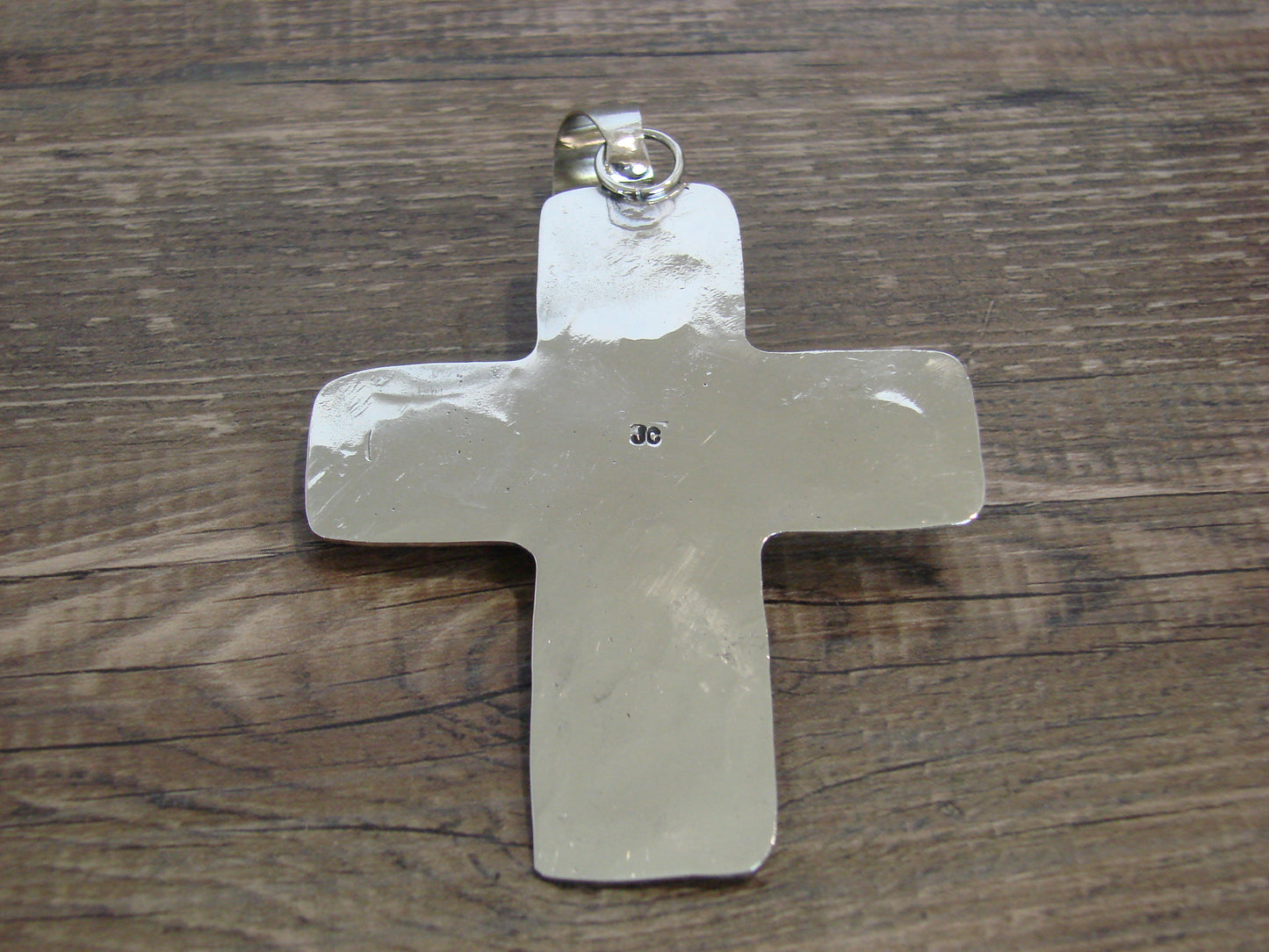 Large Native American Nickel Silver & Turquoise Cross Pendant - Cleveland