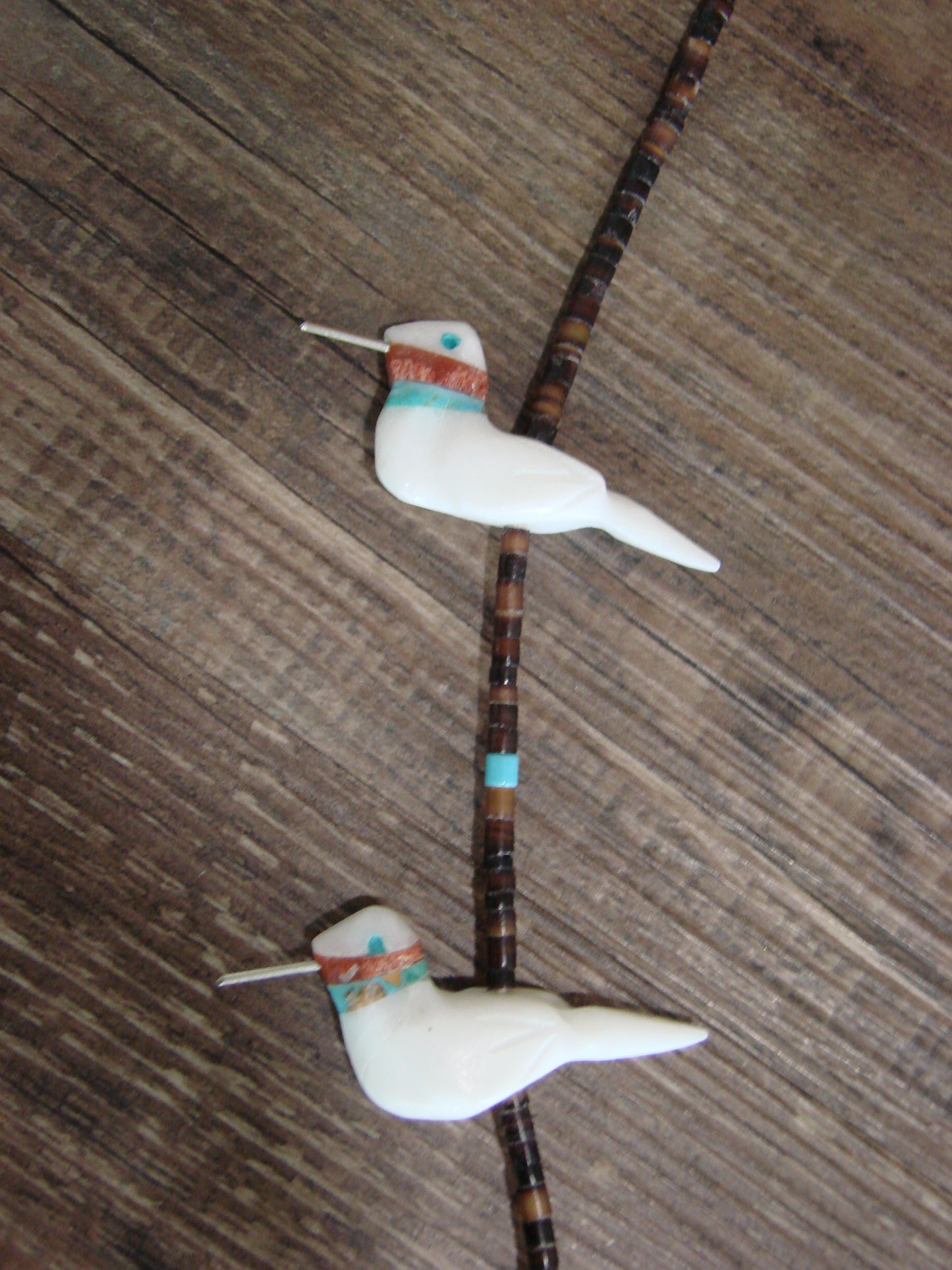 Hand Carved White Marble Hummingbird Fetish Necklace Matt Mitchell