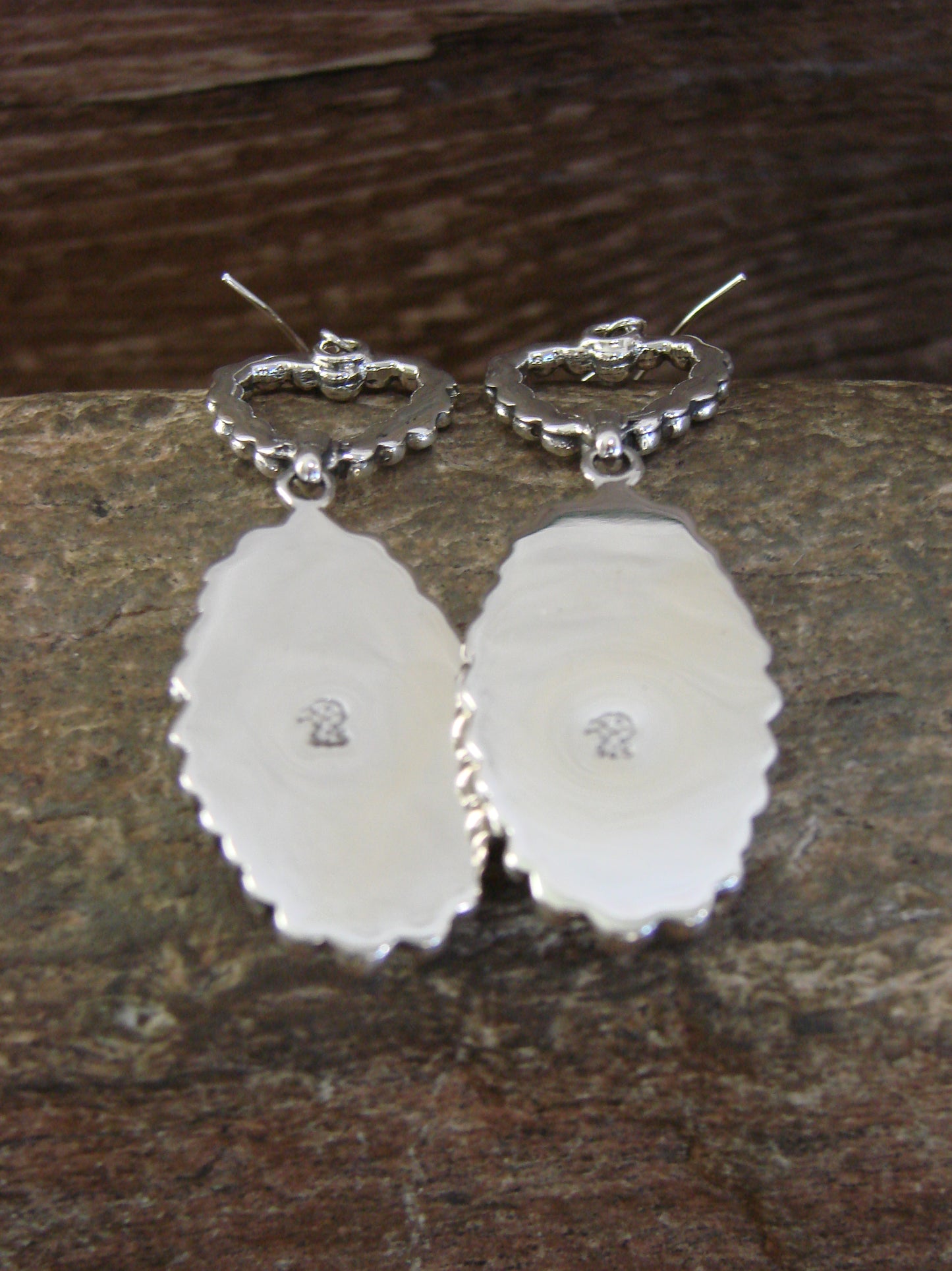 Native American Sterling Silver Turquoise Heart Dangle Earrings by Delgarito