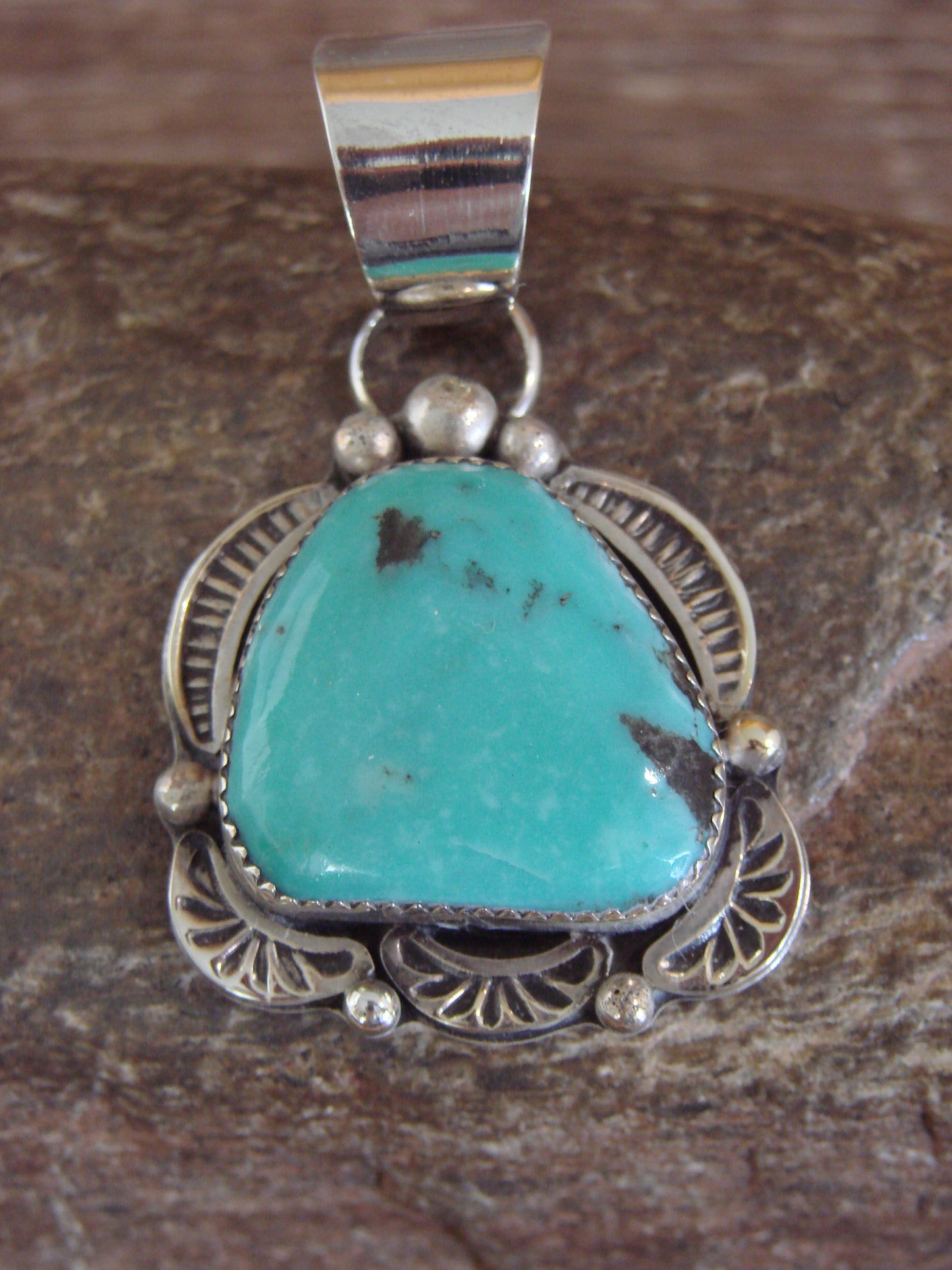 Native American Sterling Silver & Turquoise Pendant - Cleveland