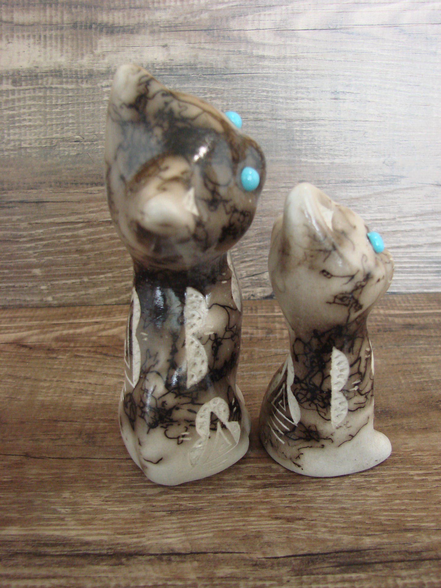 Native American Horse Hair Cat Pottery Set by Vail