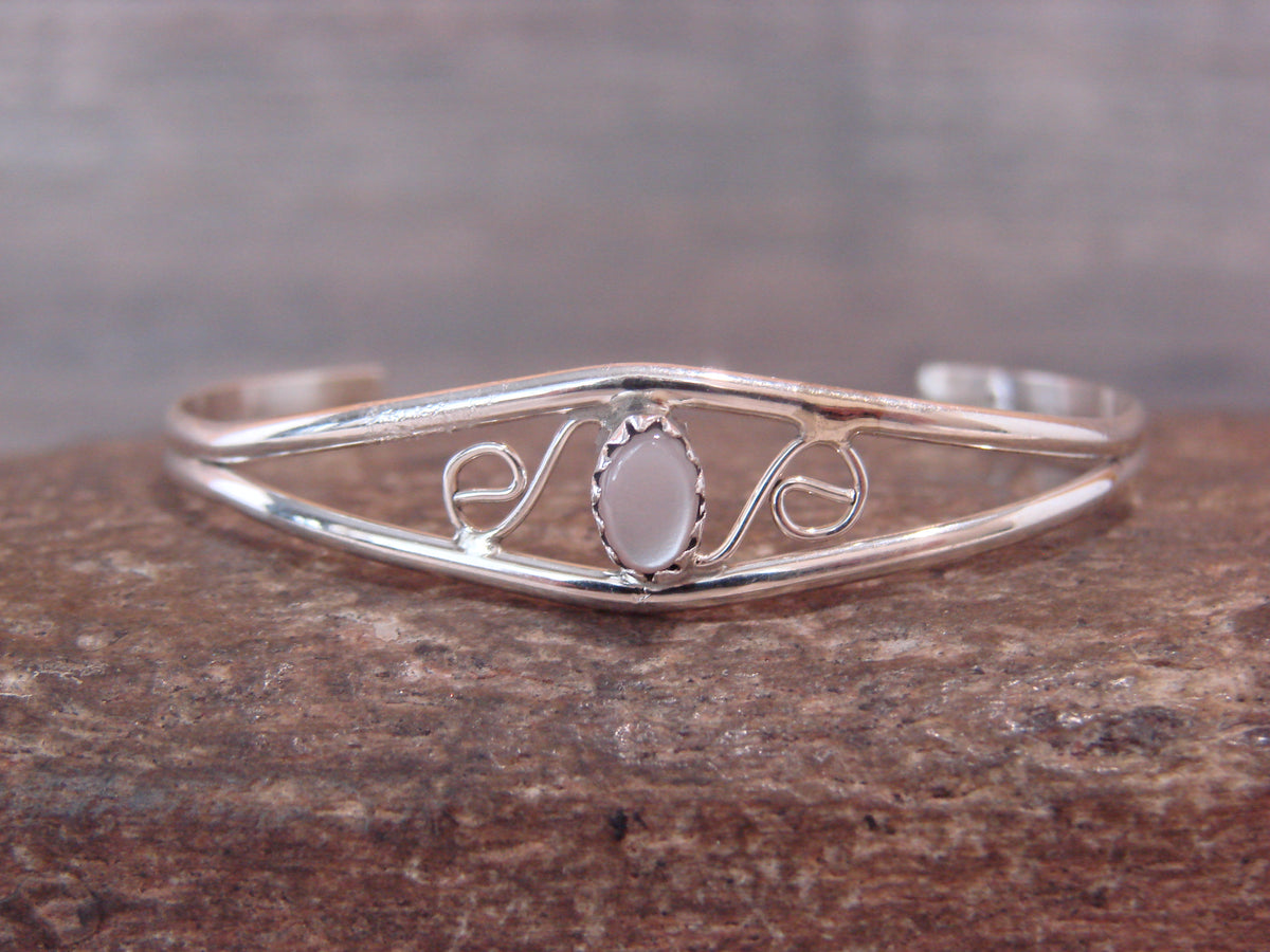 SMALL Navajo Baby / Child Sterling Silver Pink Shell Bracelet by Lincoln