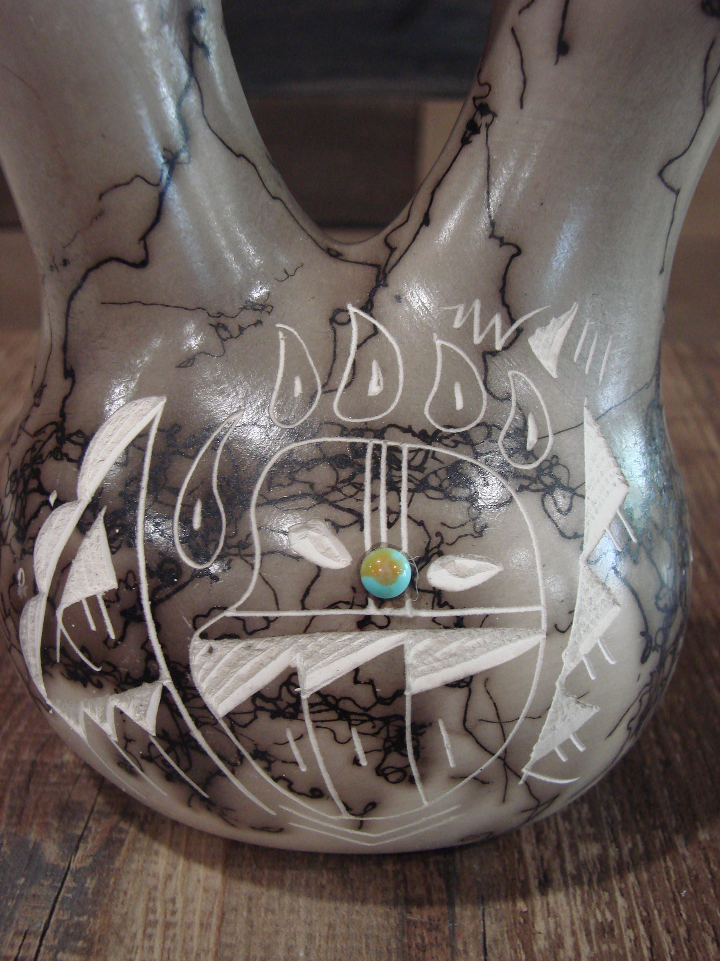 Native American Horse Hair Wedding Vase Pottery by Vail