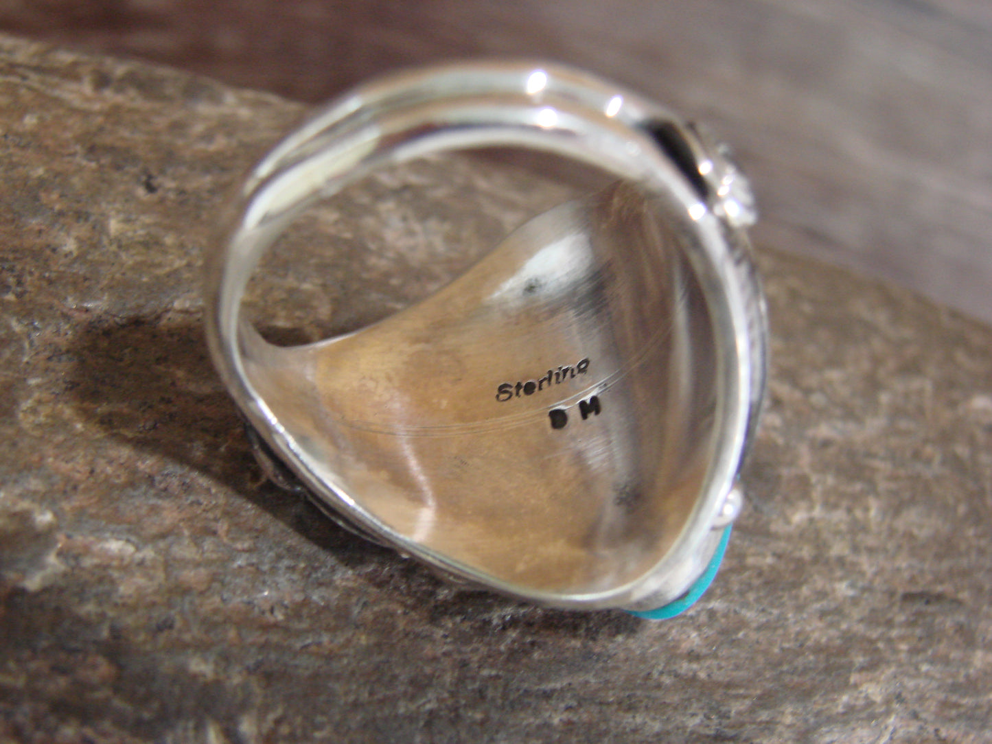 Native American Sterling Silver & Turquoise Ring - Morgan - Size 12