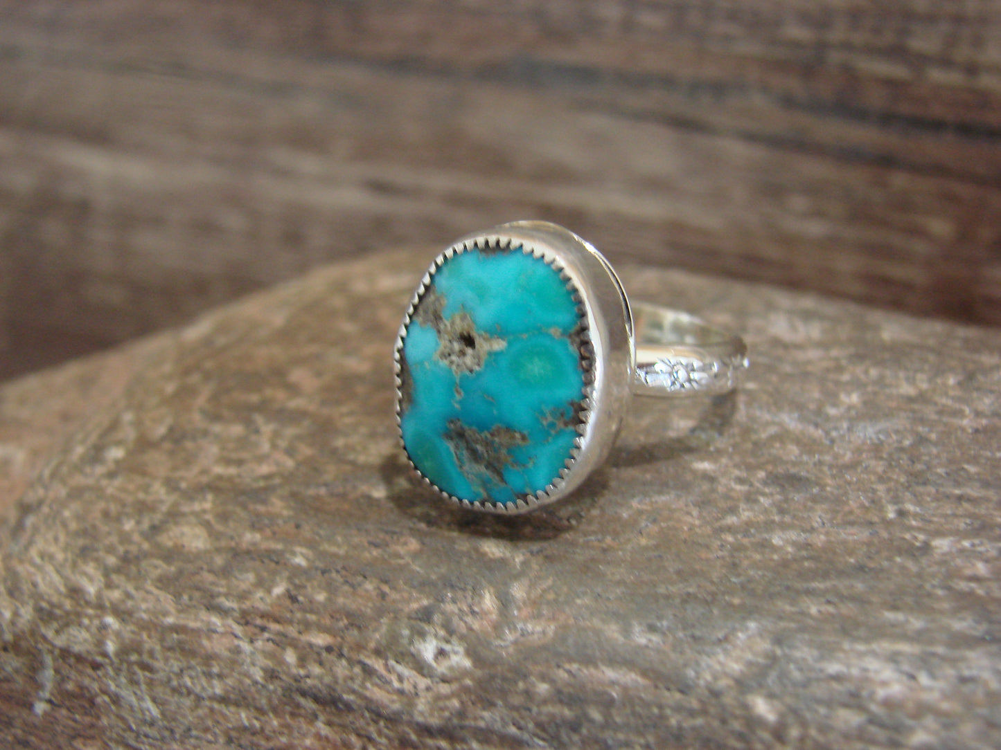 Native American Sterling Silver & Turquoise Ring by Pino - Size 7