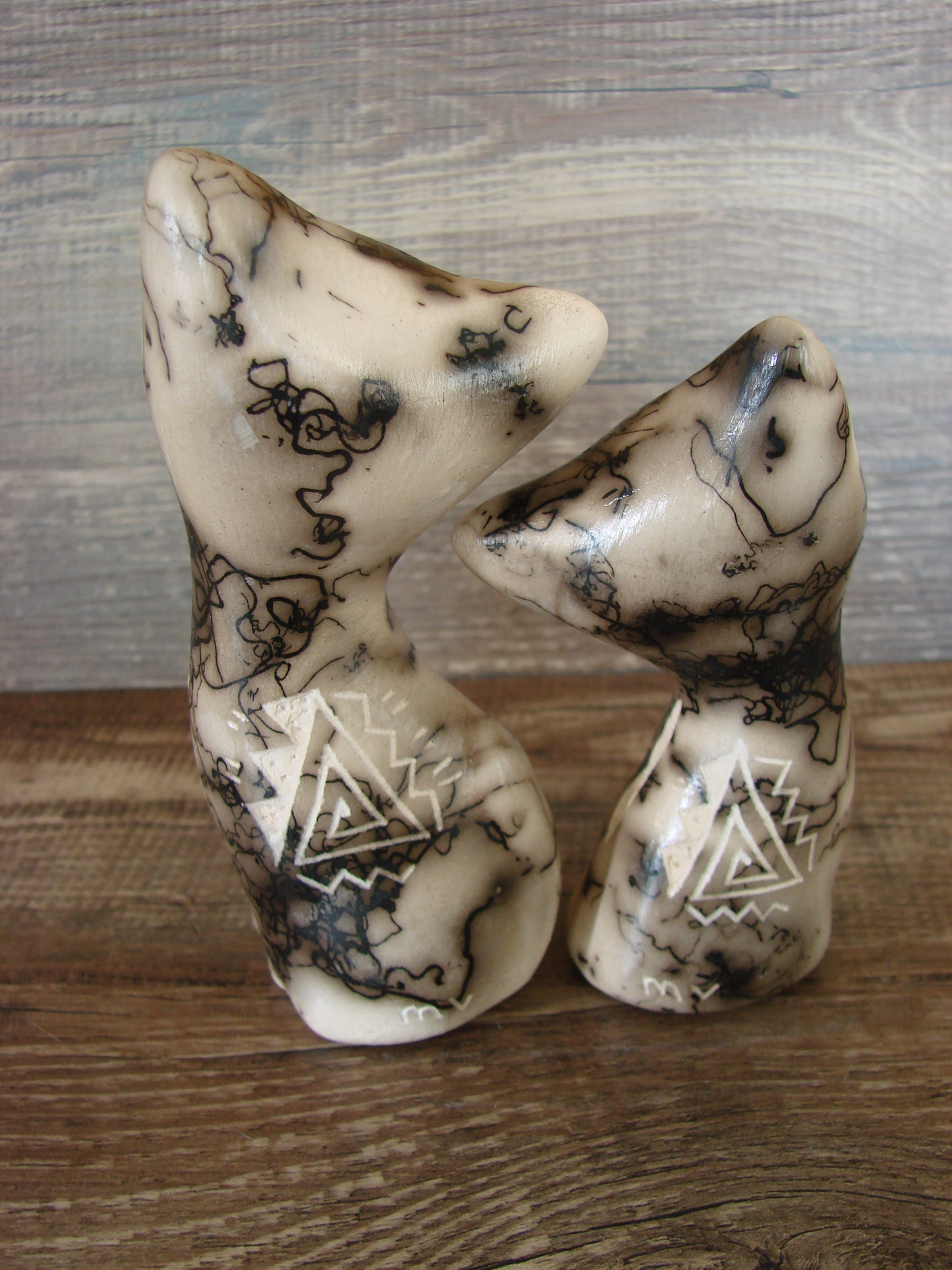 Native American Horse Hair Cat Pottery Set by Vail