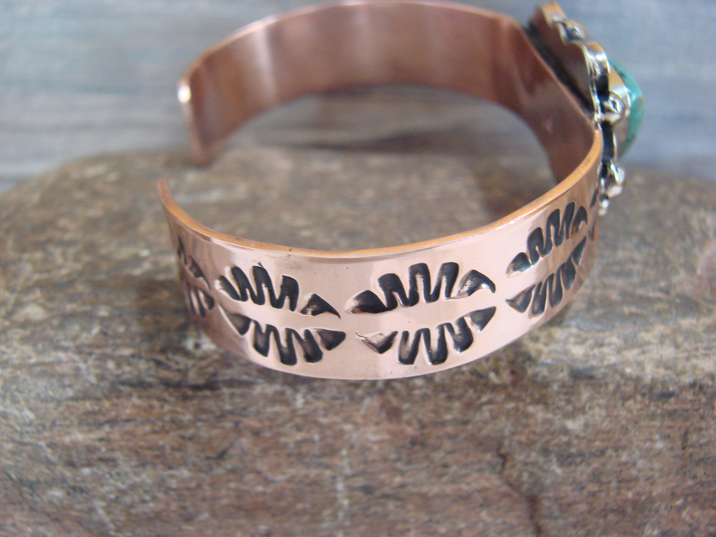 Native American Copper & Turquoise Bracelet by Cleveland