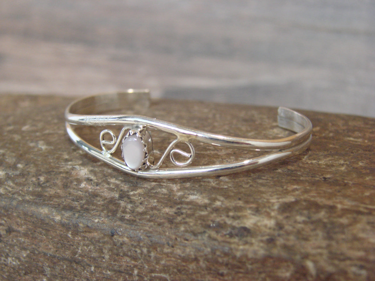 SMALL Navajo Baby / Child Sterling Silver Pink Shell Bracelet by Lincoln