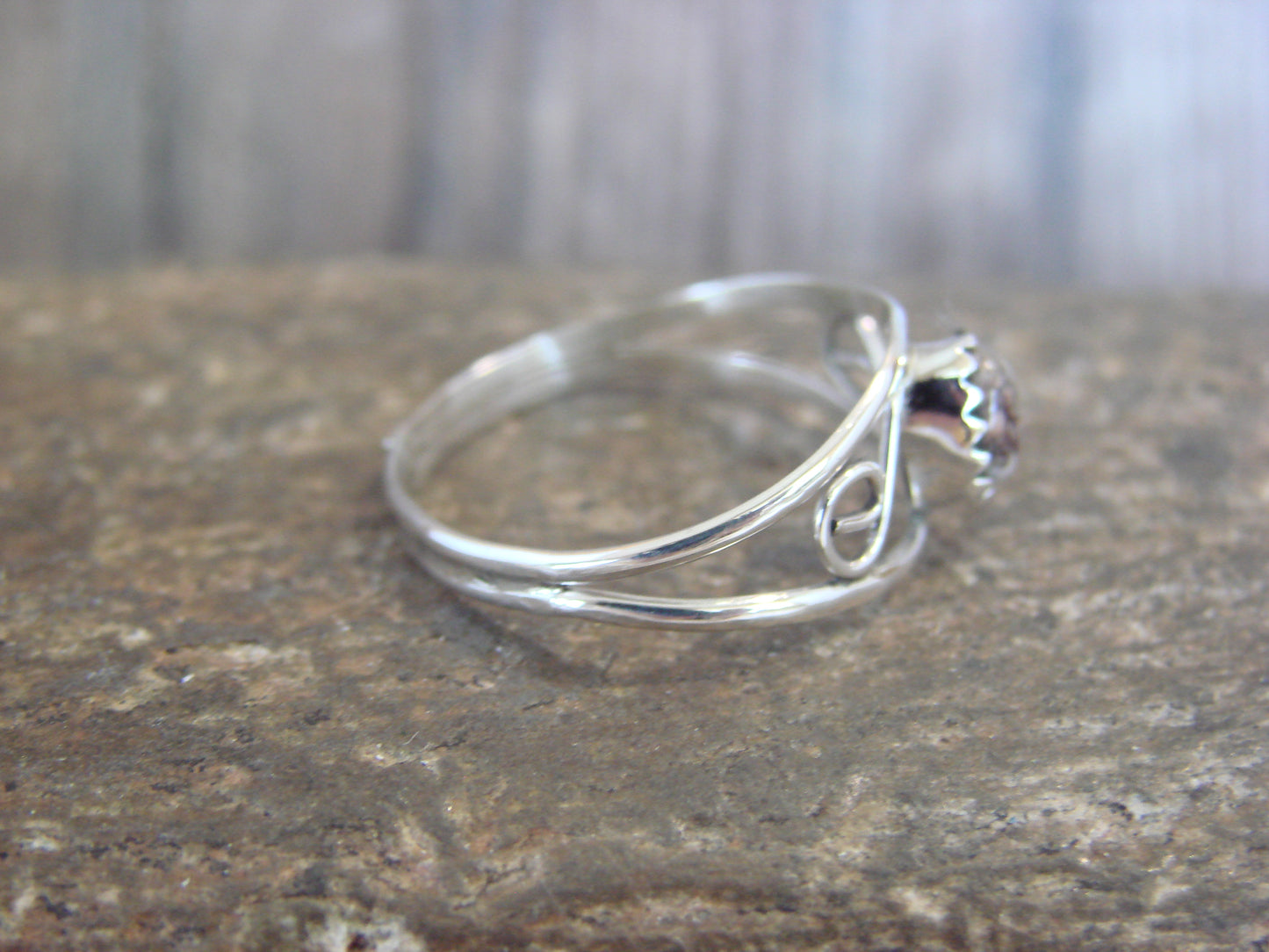Native American Sterling Silver & Purple Spiny Oyster Ring by Lincoln - Size 8.5