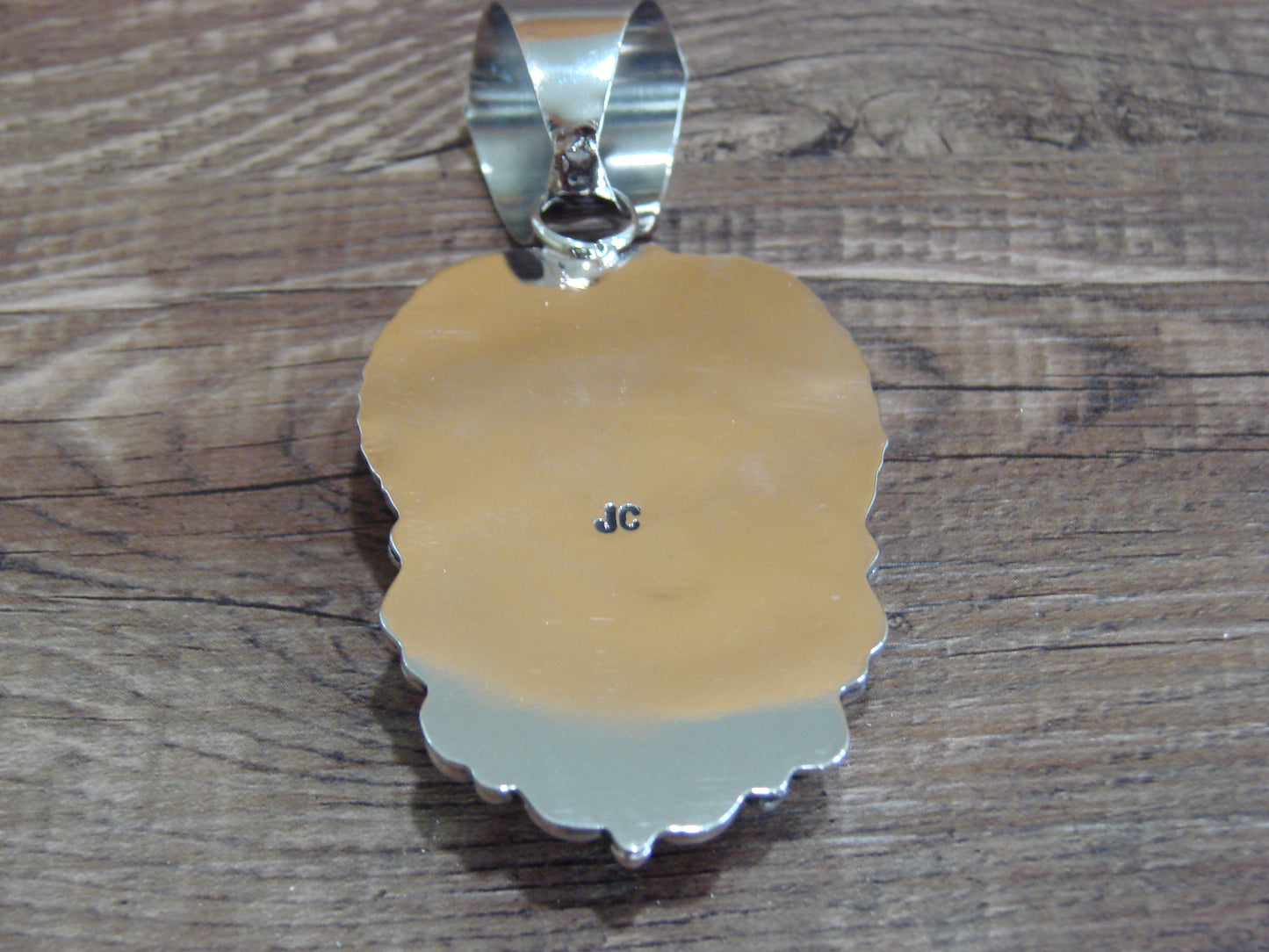 Large Navajo Indian Nickel Silver & Jasper Pendant by Cleveland