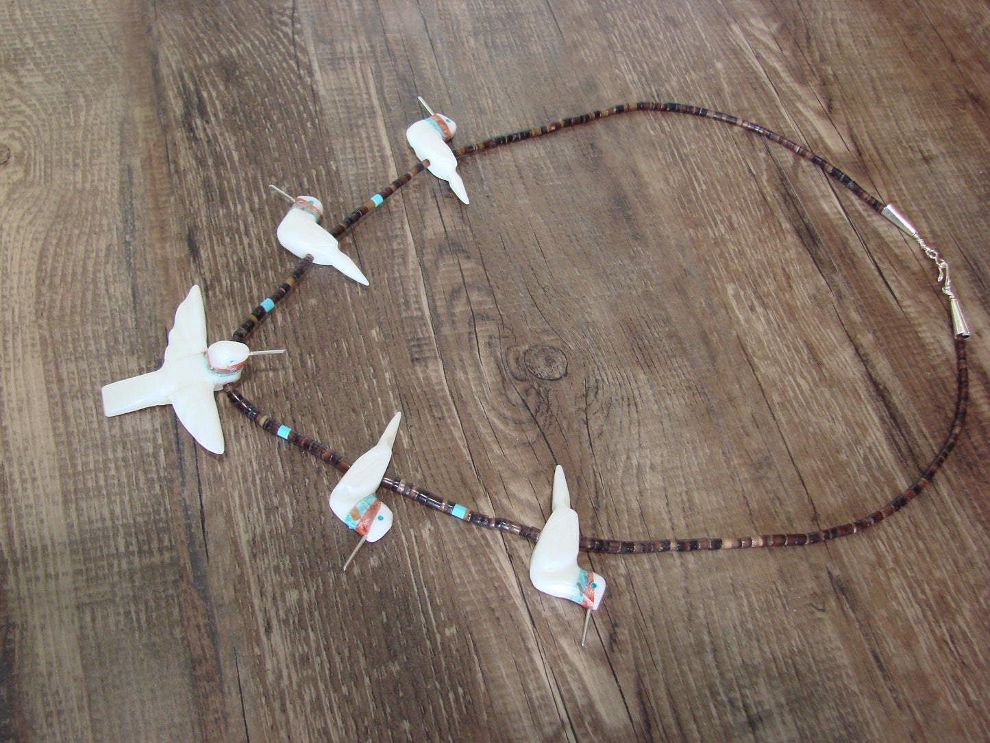 Hand Carved White Marble Hummingbird Fetish Necklace Matt Mitchell