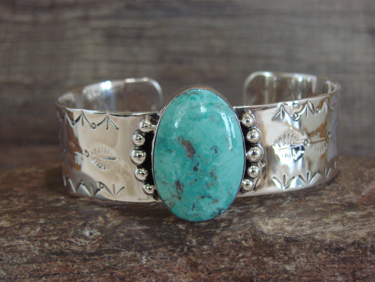 Native American Sterling Silver & Turquoise Bracelet by Lee