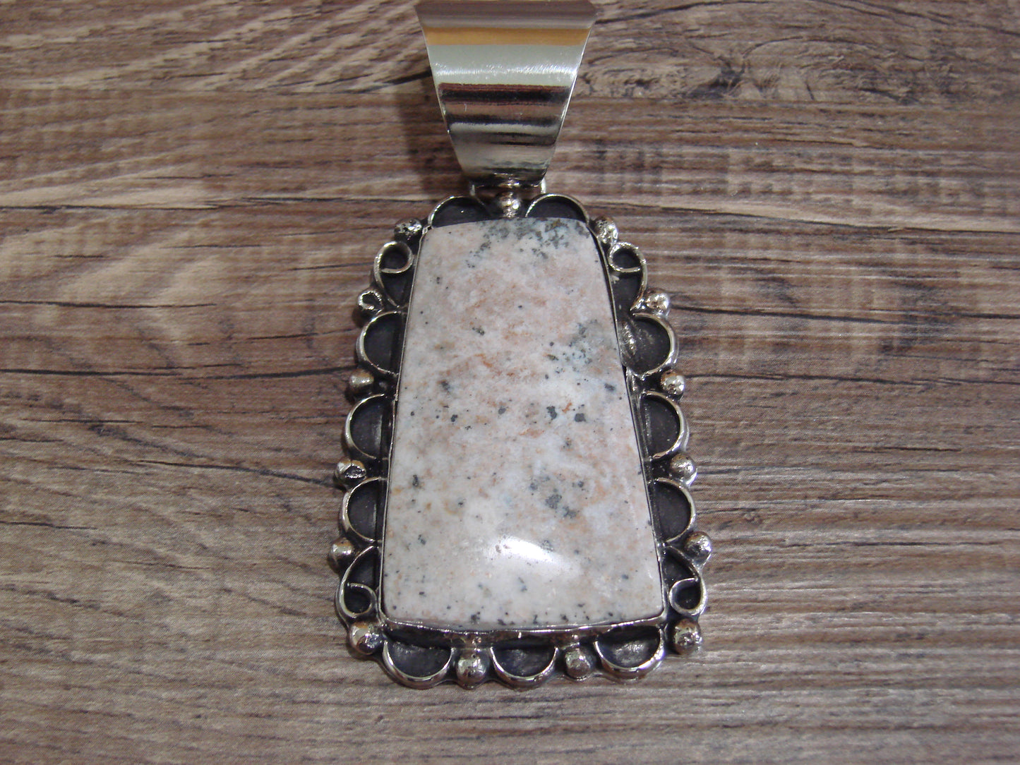 Large Navajo Indian Nickel Silver & Jasper Pendant by Cleveland