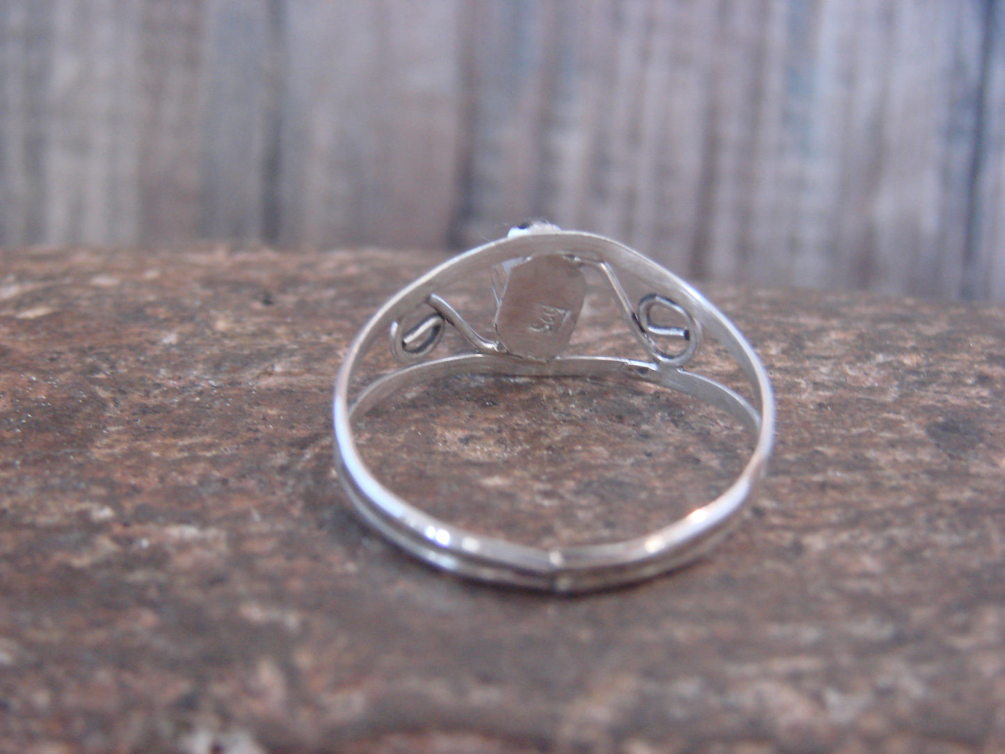 Native American Sterling Silver & Purple Spiny Oyster Ring by Lincoln - Size 8.5
