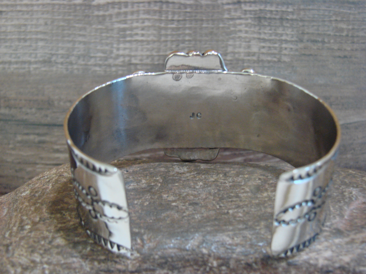 Native American Nickel Silver & Turquoise Bracelet by Cleveland