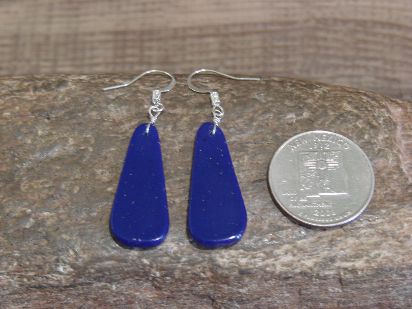 Native American Sterling Silver & Lapis Slab Earrings - Garcia