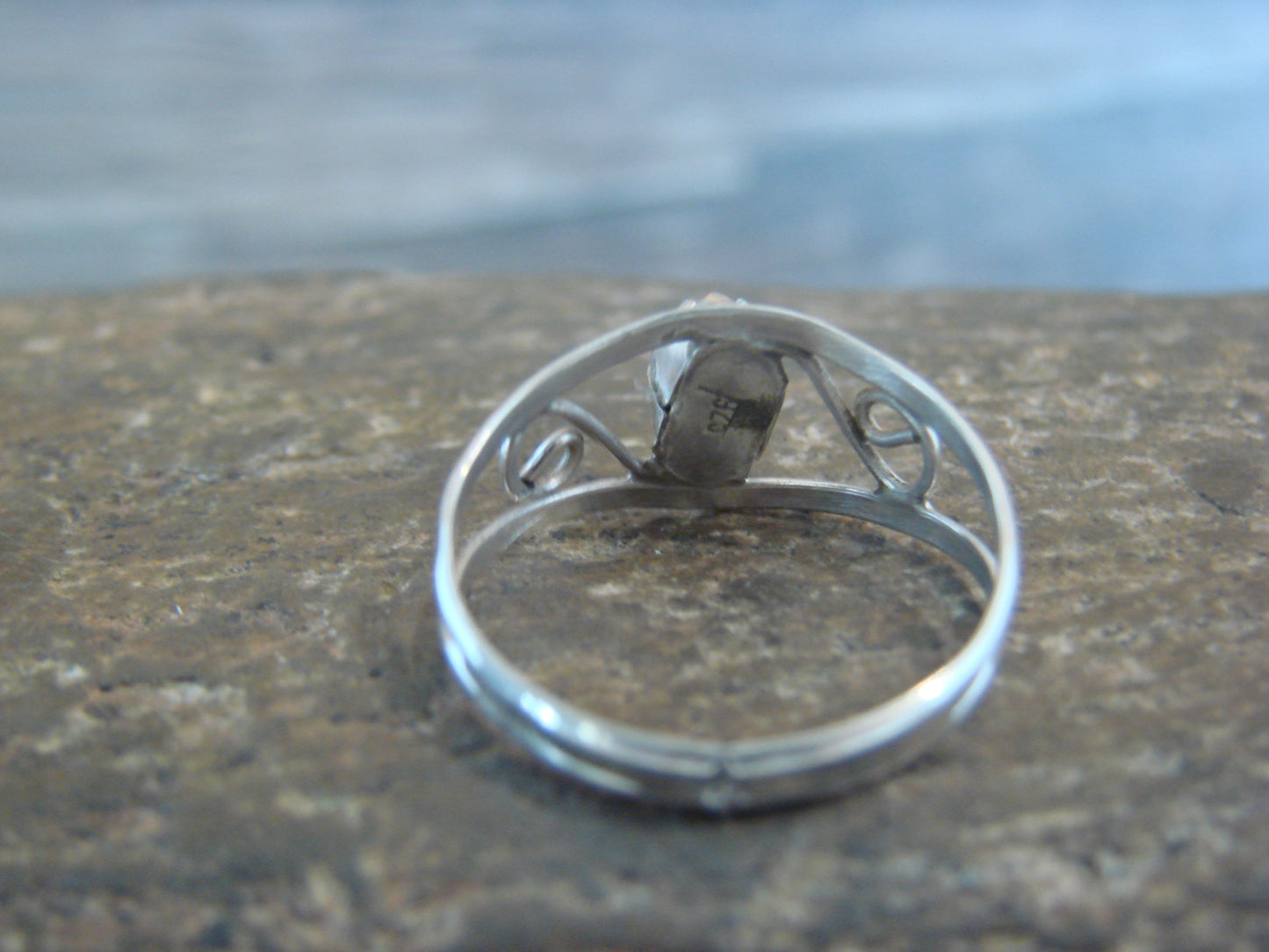 Native American Sterling Silver & Blue Opal Ring Size 7 by Lincoln