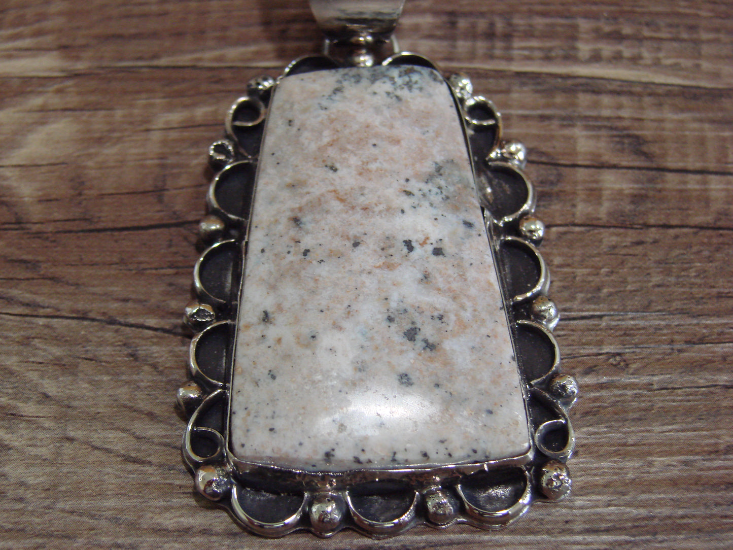 Large Navajo Indian Nickel Silver & Jasper Pendant by Cleveland