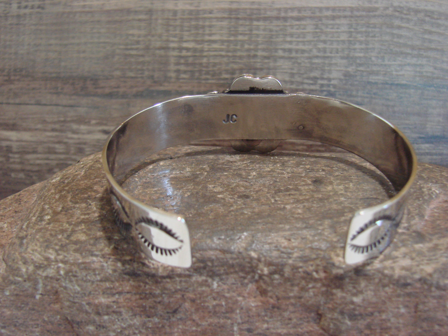 Navajo Indian Nickel Silver & Onyx Bracelet by Cleveland