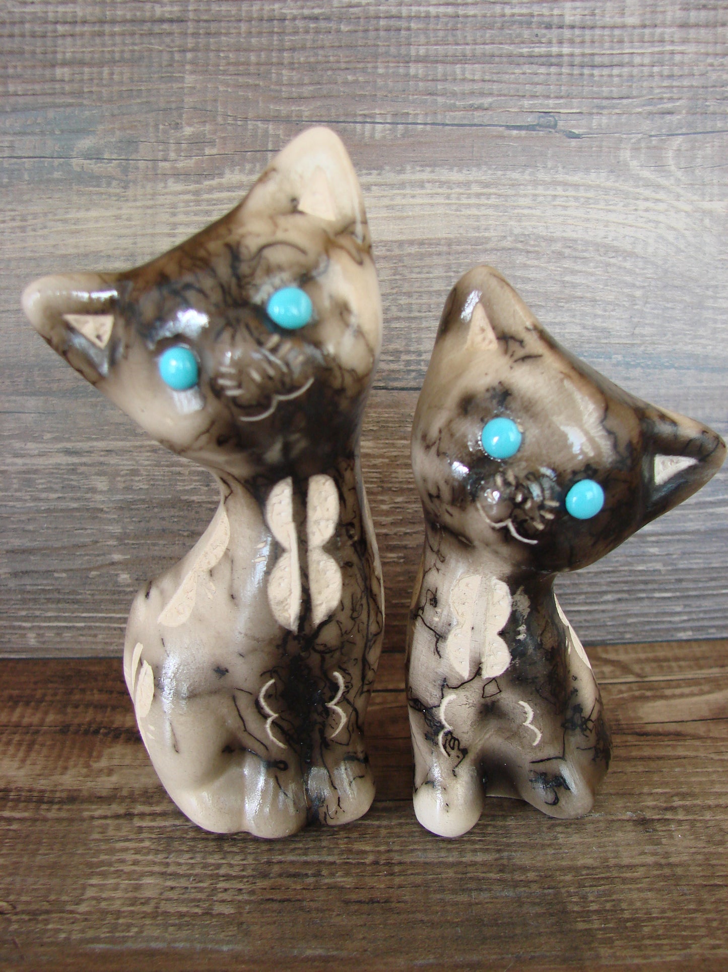 Native American Horse Hair Cat Pottery Set by Vail