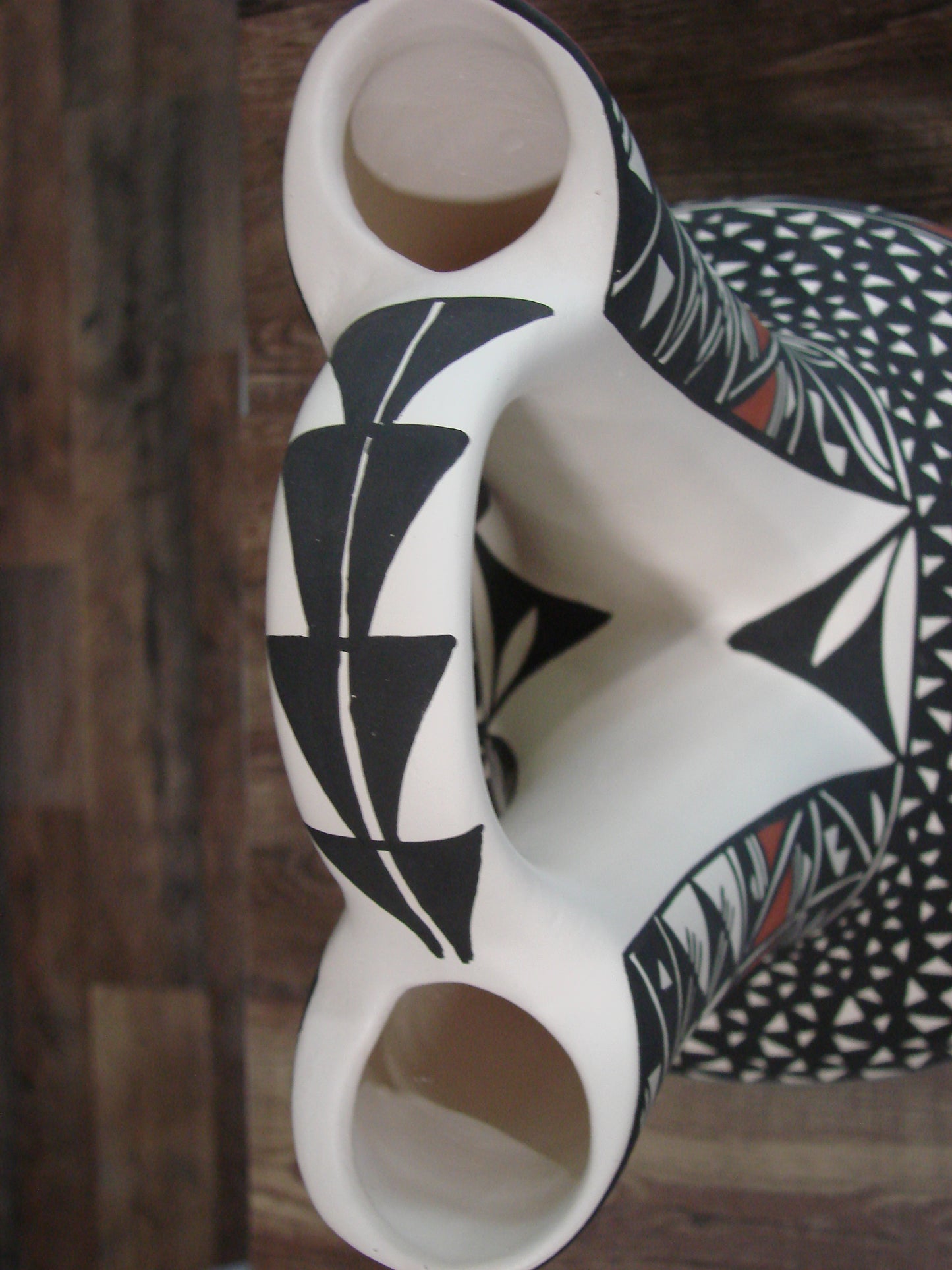 Native American Acoma Pueblo Fine Line Hand Painted Wedding Vase by Concho