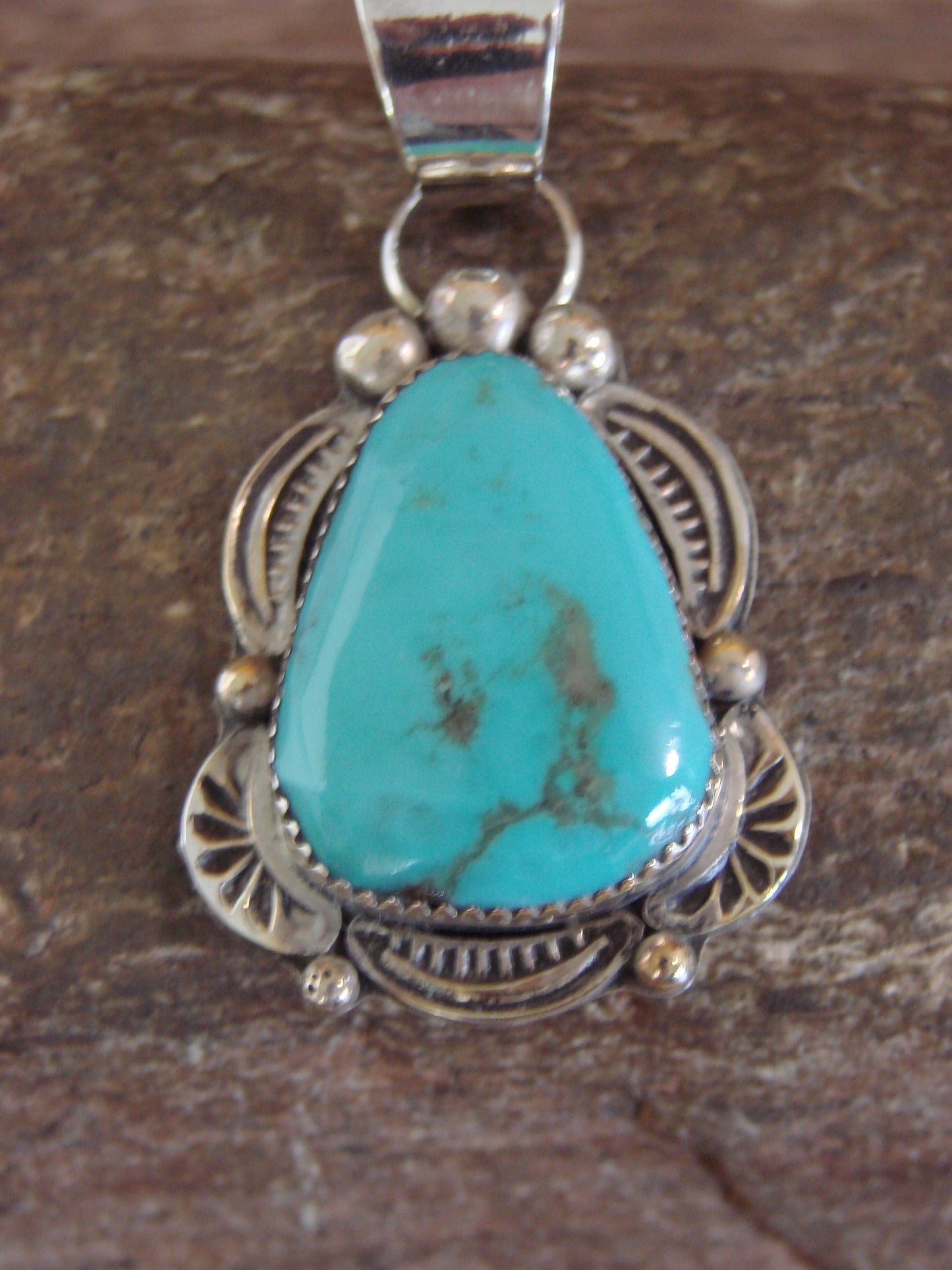 Native American Sterling Silver & Turquoise Pendant - Cleveland