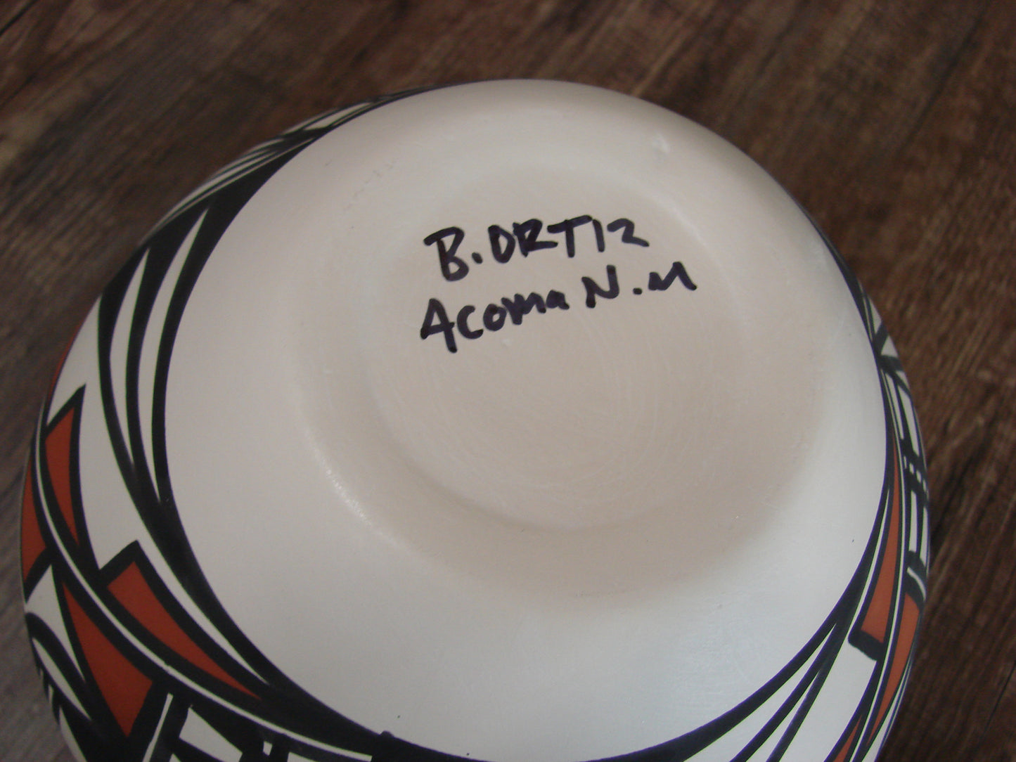 Native American Laguna Fine Line Hand Painted Pottery by B. Ortiz