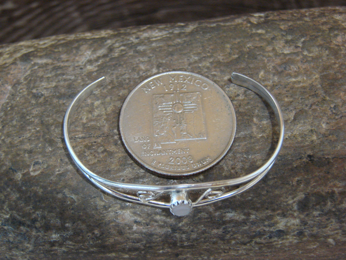 SMALL Navajo Baby / Child Sterling Silver Pink Shell Bracelet by Lincoln