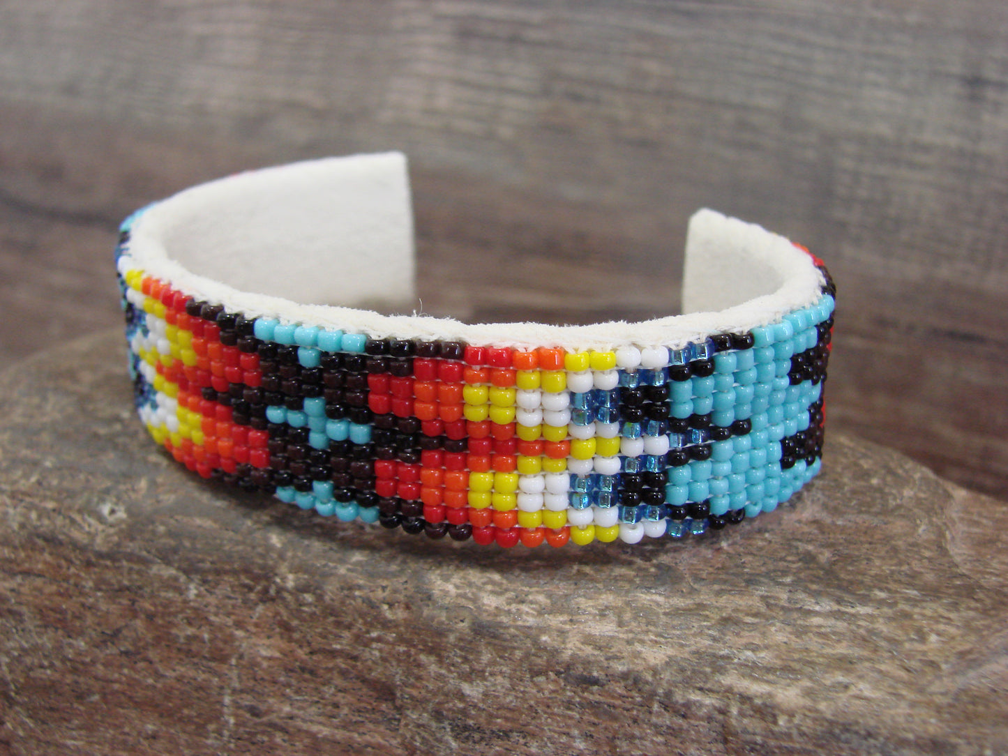 Native American Navajo Indian Hand Beaded 3/4" Bracelet by Cleveland