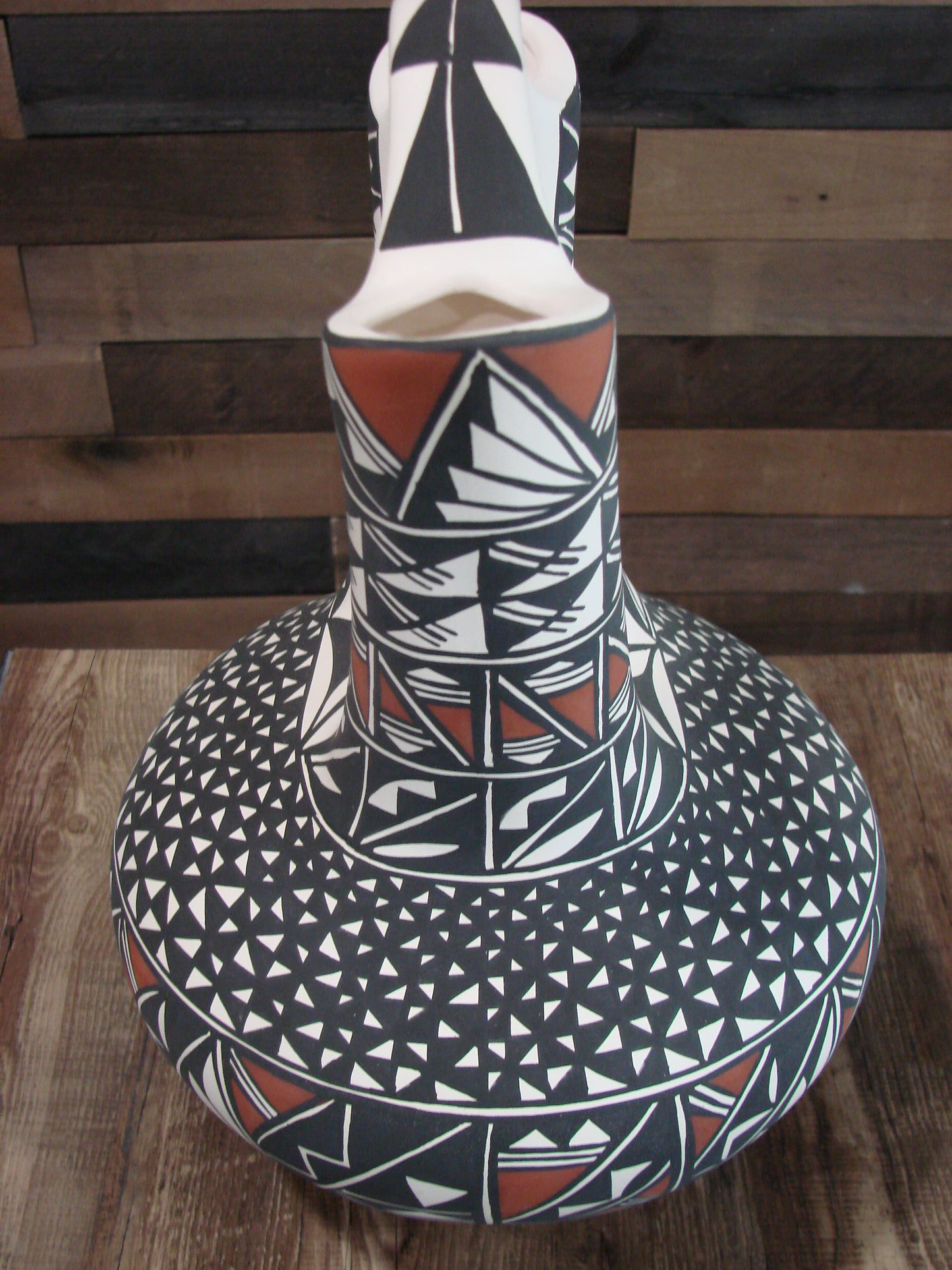 Native American Acoma Pueblo Fine Line Hand Painted Wedding Vase by Concho