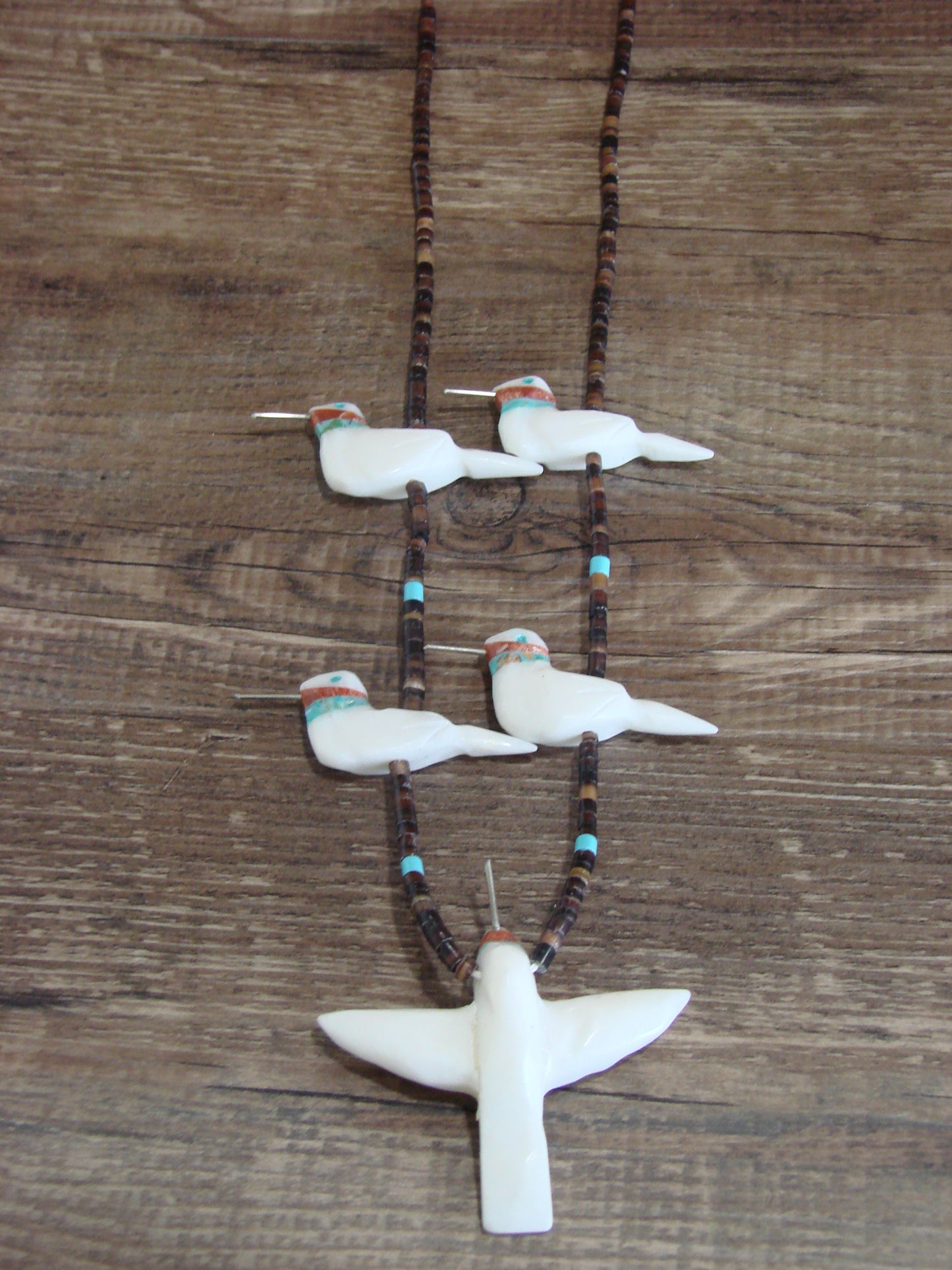 Hand Carved White Marble Hummingbird Fetish Necklace Matt Mitchell