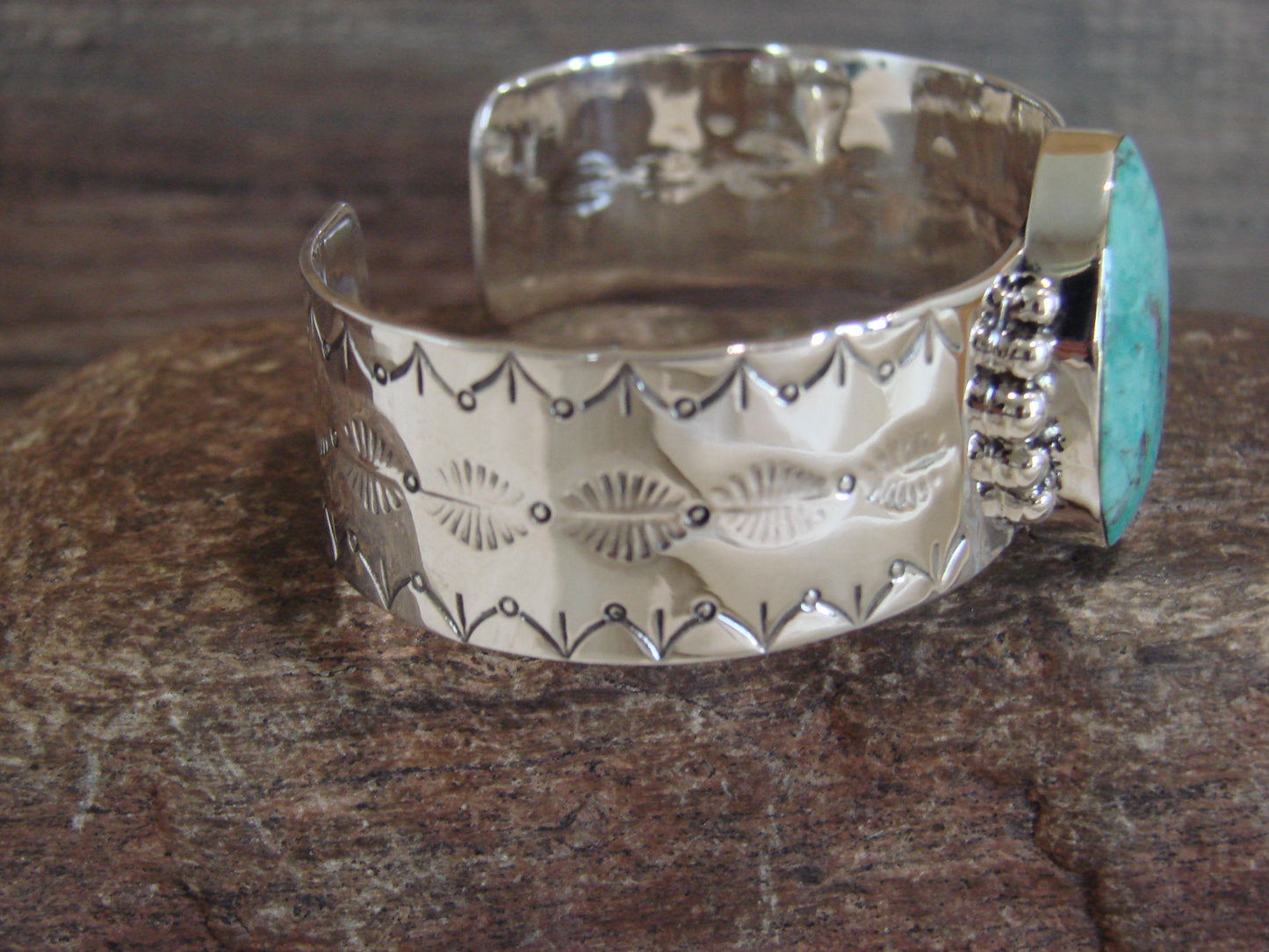 Native American Sterling Silver & Turquoise Bracelet by Lee