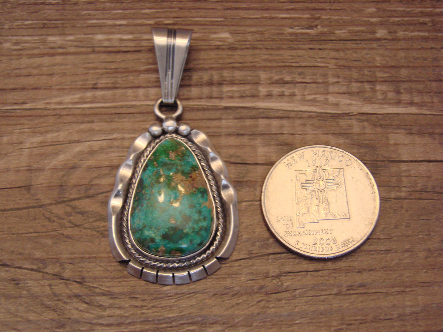 Native American Sterling Silver & Turquoise Pendant by Yellowhair