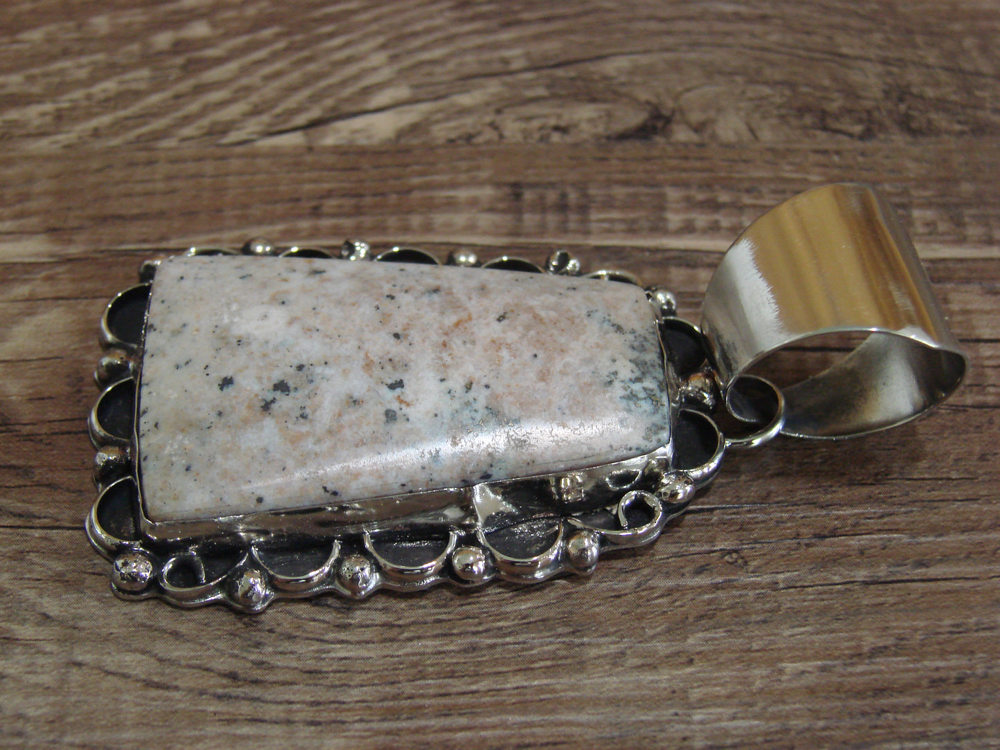 Large Navajo Indian Nickel Silver & Jasper Pendant by Cleveland