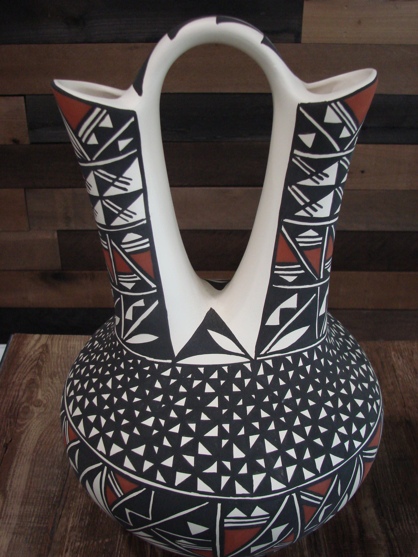 Native American Acoma Pueblo Fine Line Hand Painted Wedding Vase by Concho