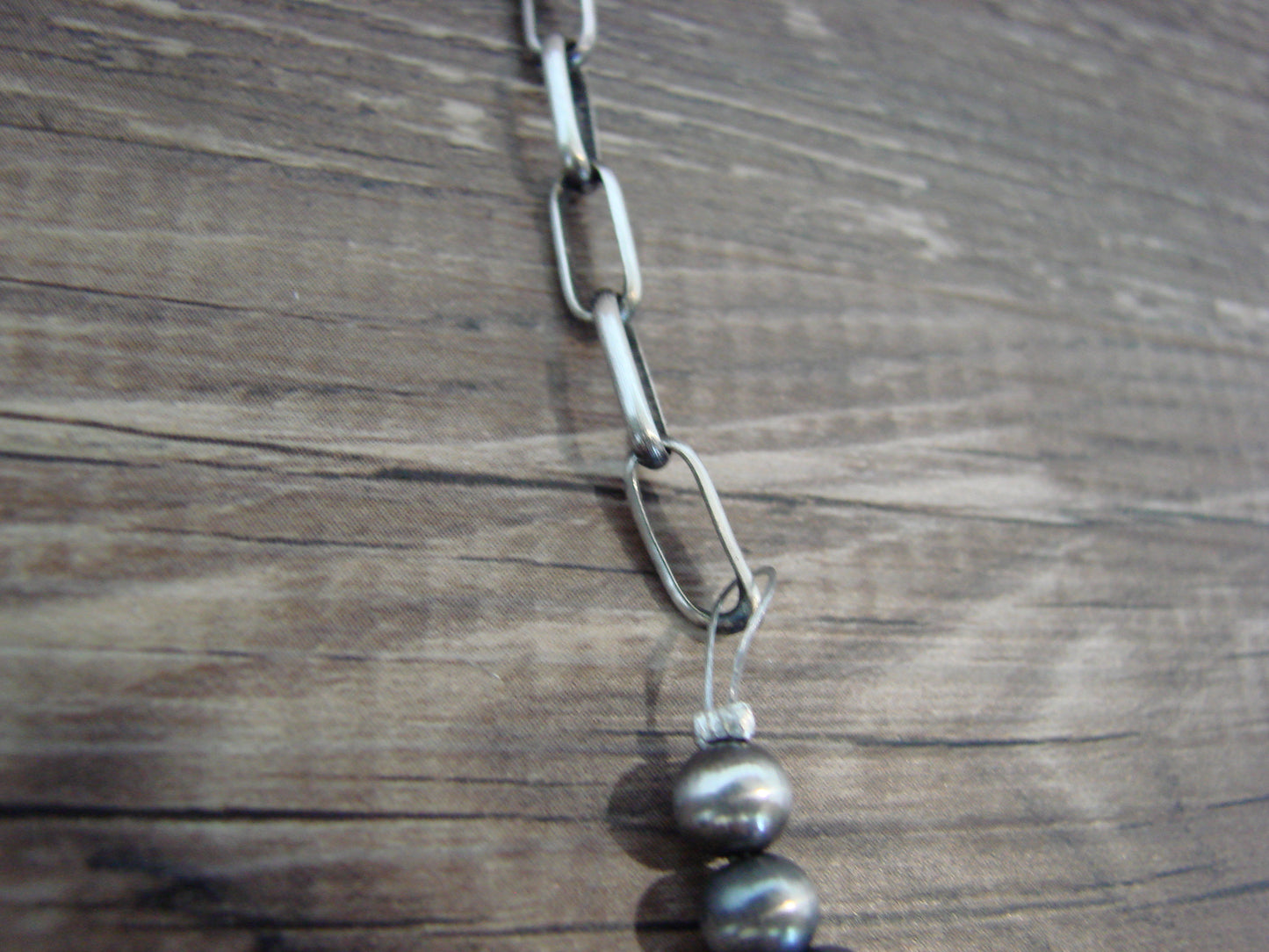 Native American Sterling Silver Turquoise & Navajo Pearl Link Necklace - John