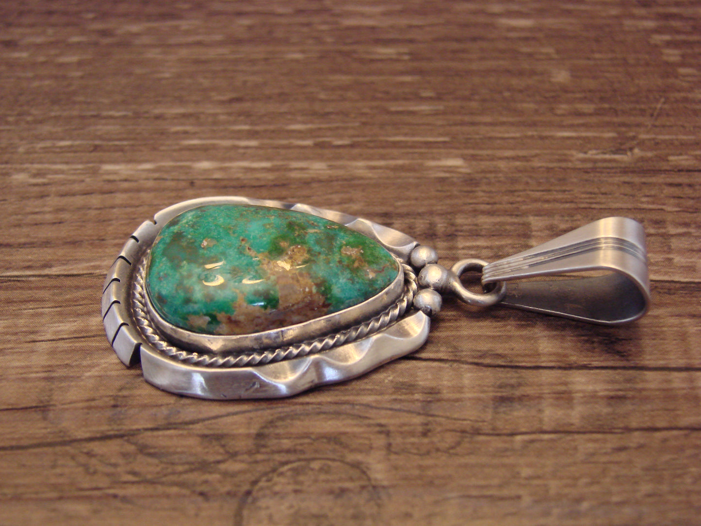 Native American Sterling Silver & Turquoise Pendant by Yellowhair