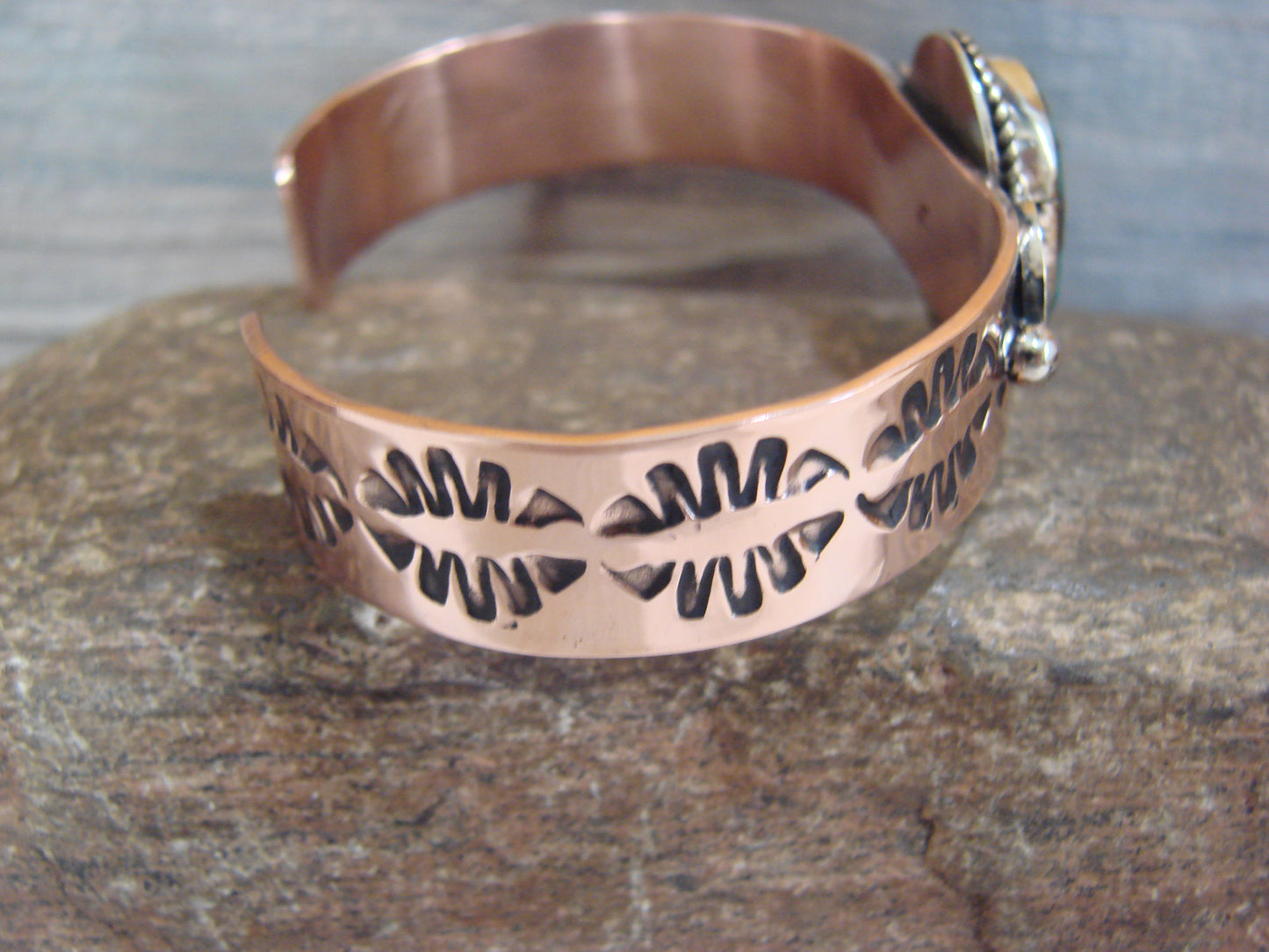 Native American Copper & Turquoise Bracelet by Cleveland