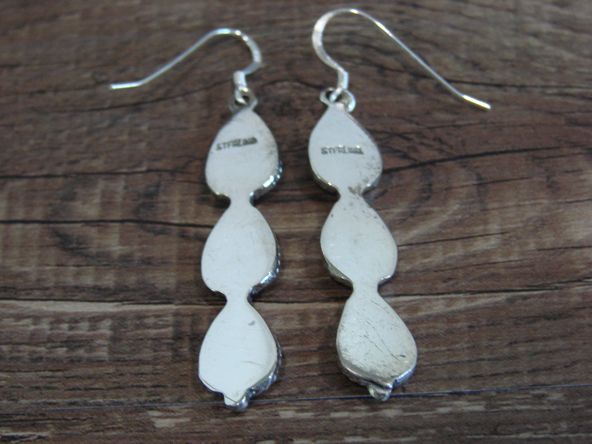Native American Sterling Silver Pink Opal Dangle Earrings - Yazzie