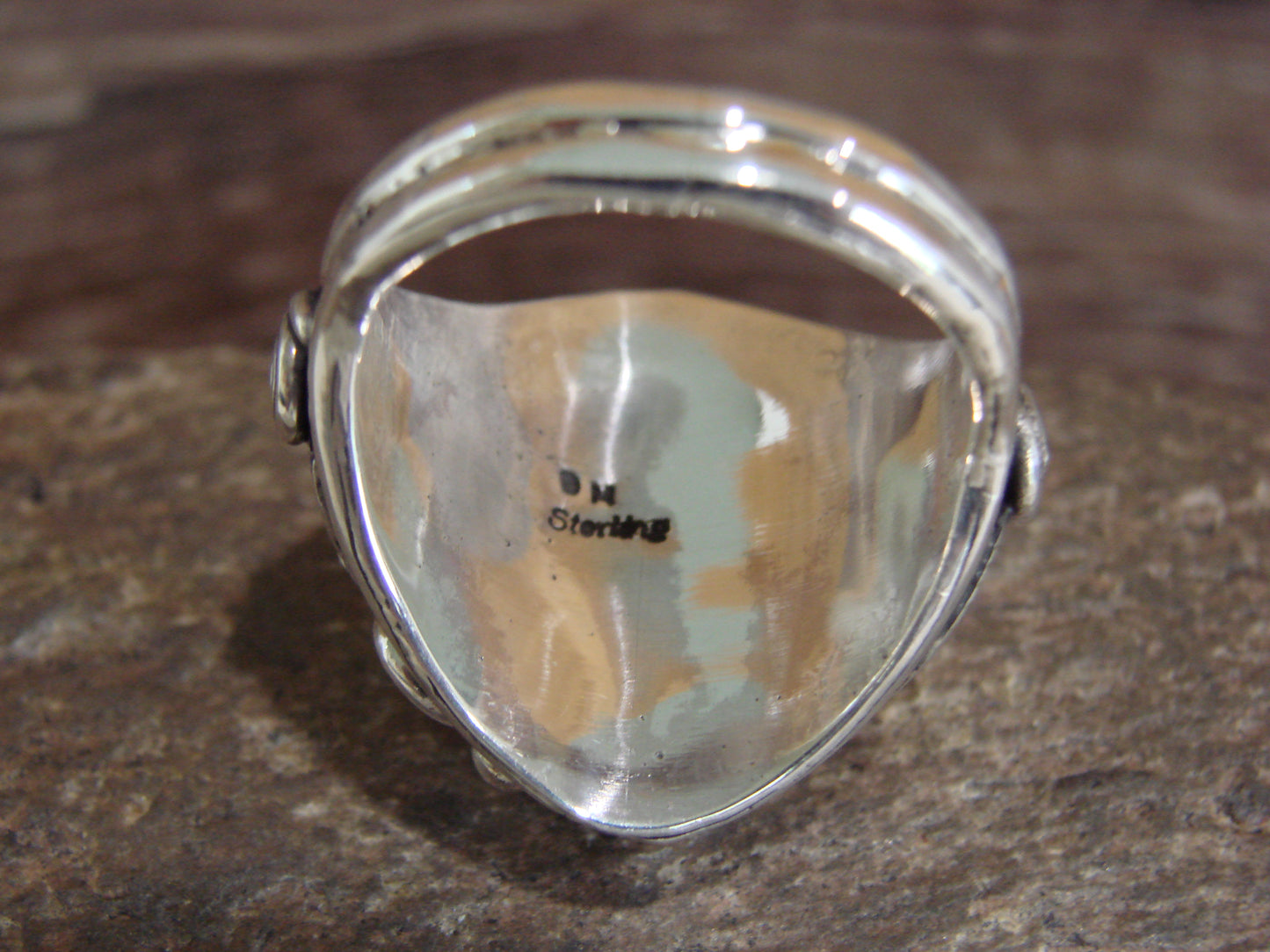 Native American Sterling Silver & Turquoise Ring - Morgan - Size 13.5