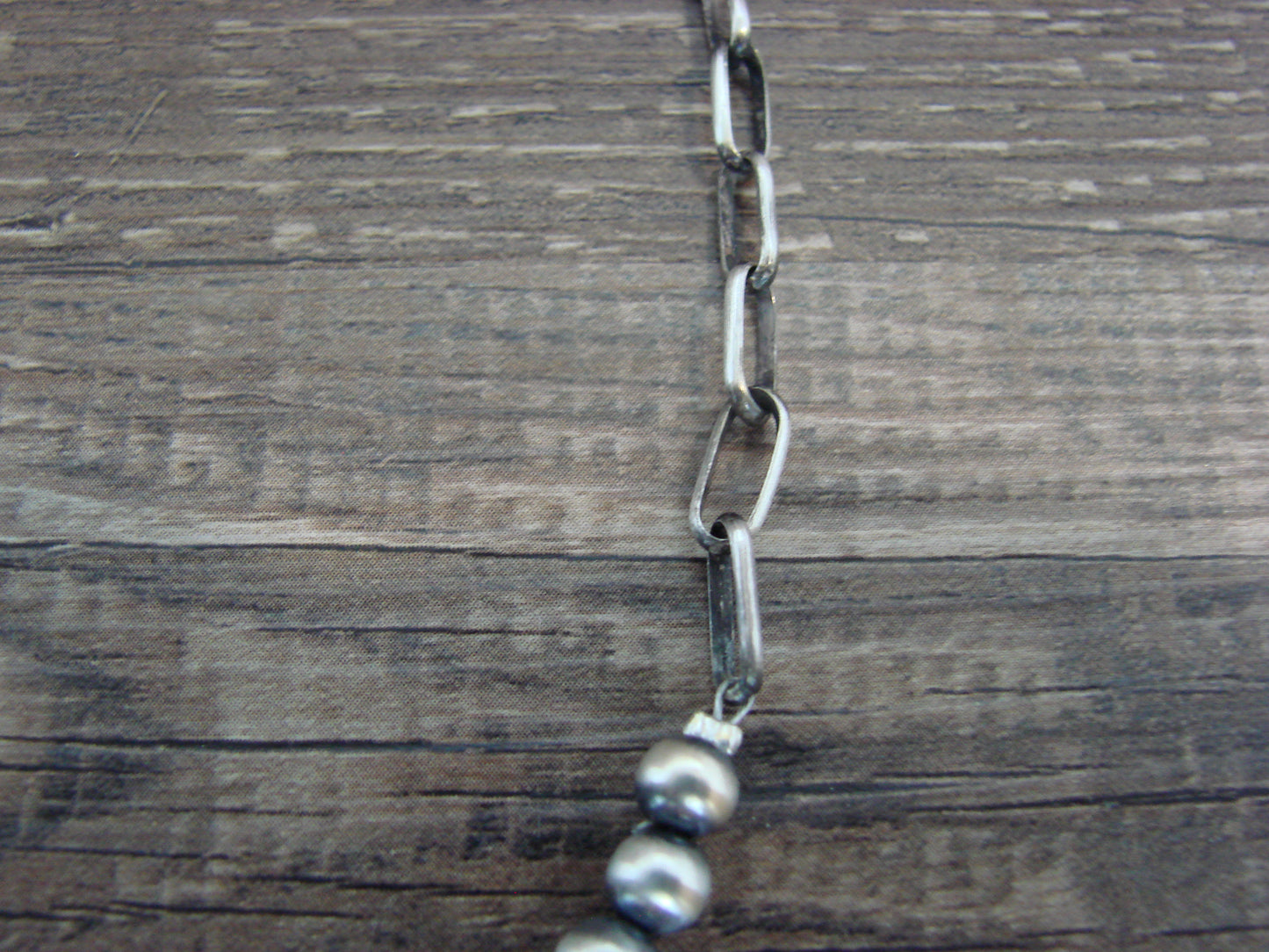 Native American Sterling Silver Turquoise & Navajo Pearl Link Necklace - John