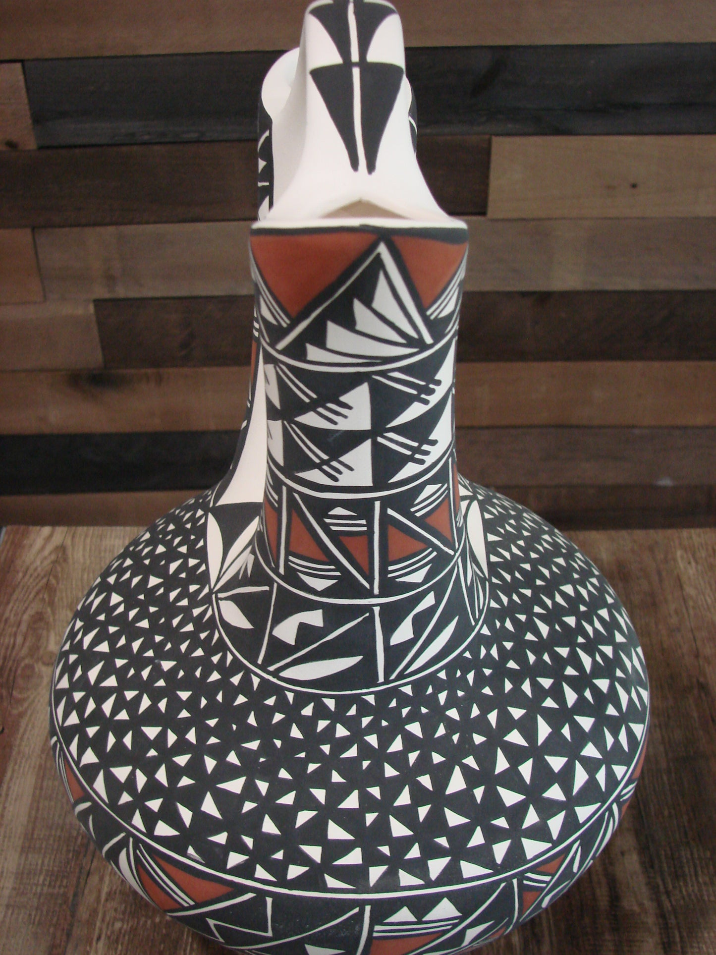 Native American Acoma Pueblo Fine Line Hand Painted Wedding Vase by Concho