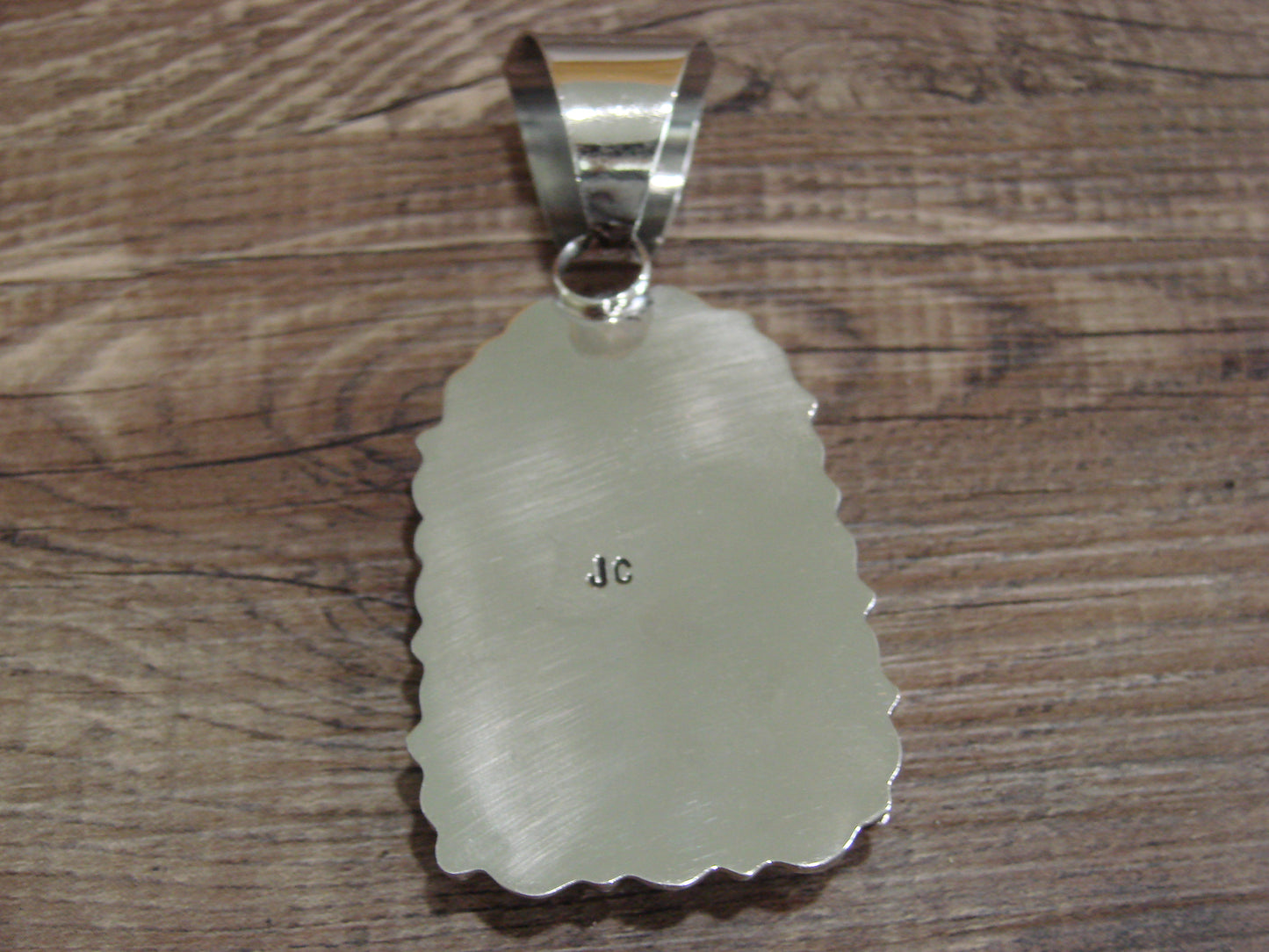 Large Navajo Indian Nickel Silver & Jasper Pendant by Cleveland