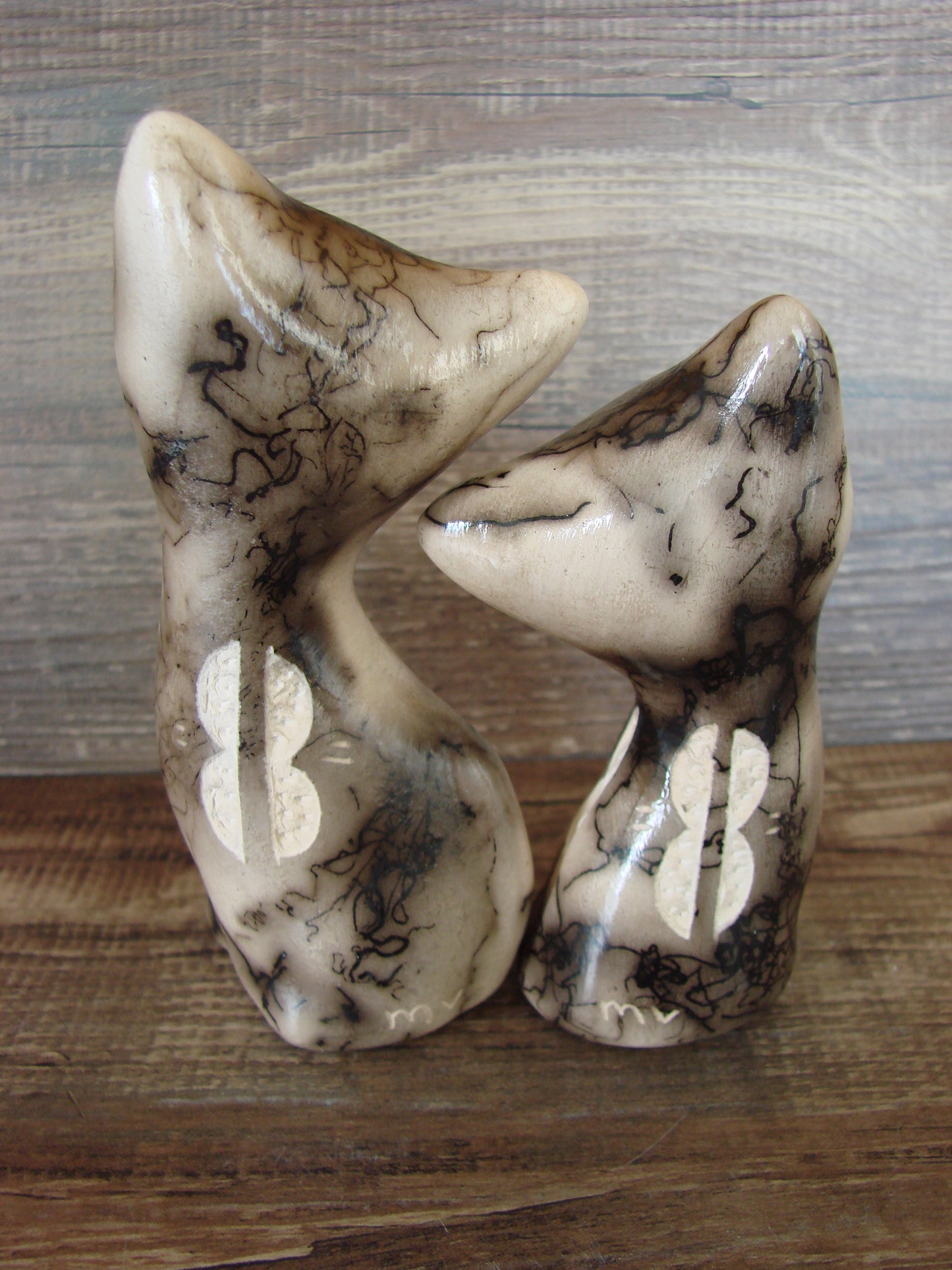 Native American Horse Hair Cat Pottery Set by Vail